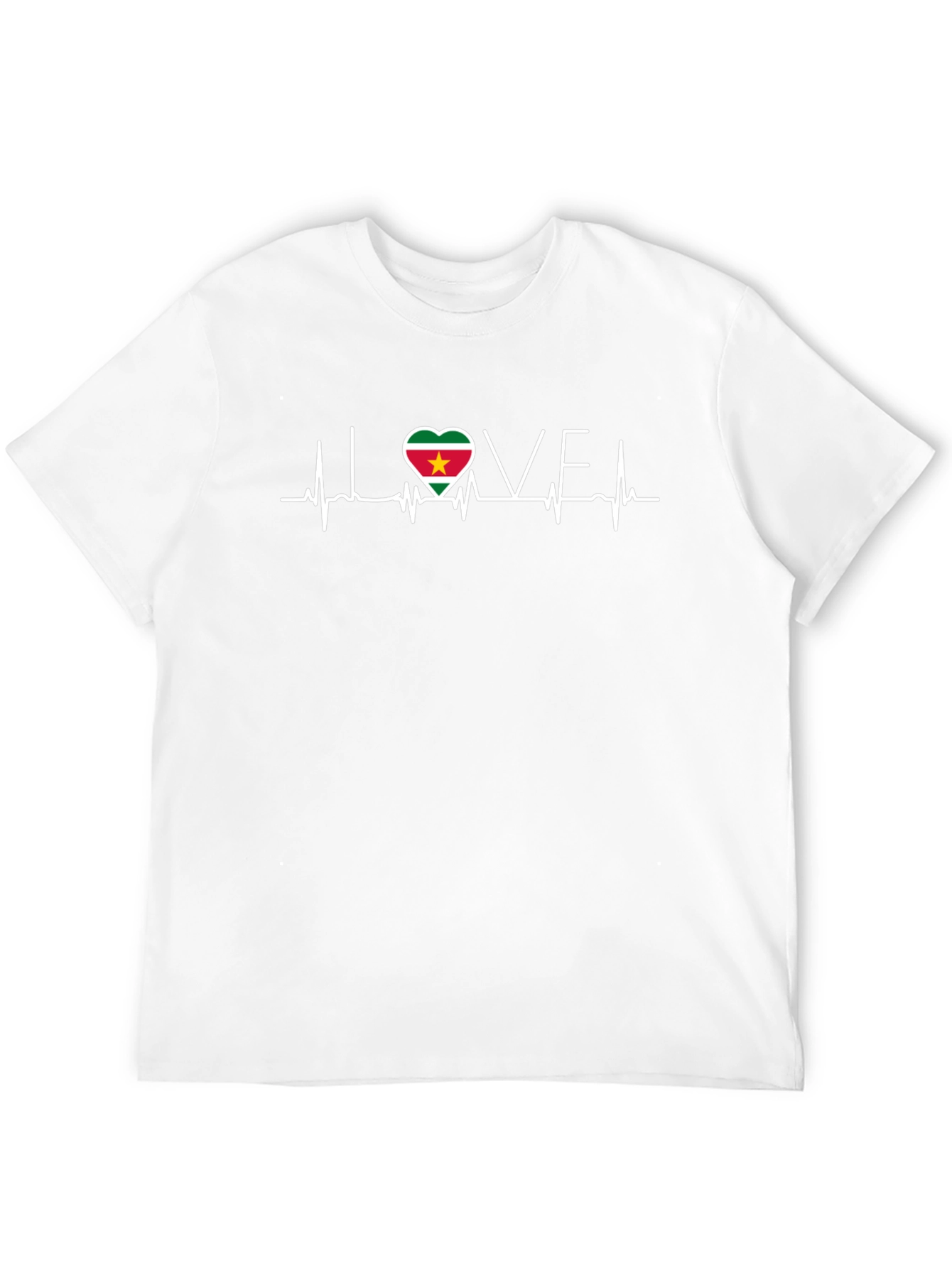 Suriname Flag Heartbeat Love Black T-Shirt