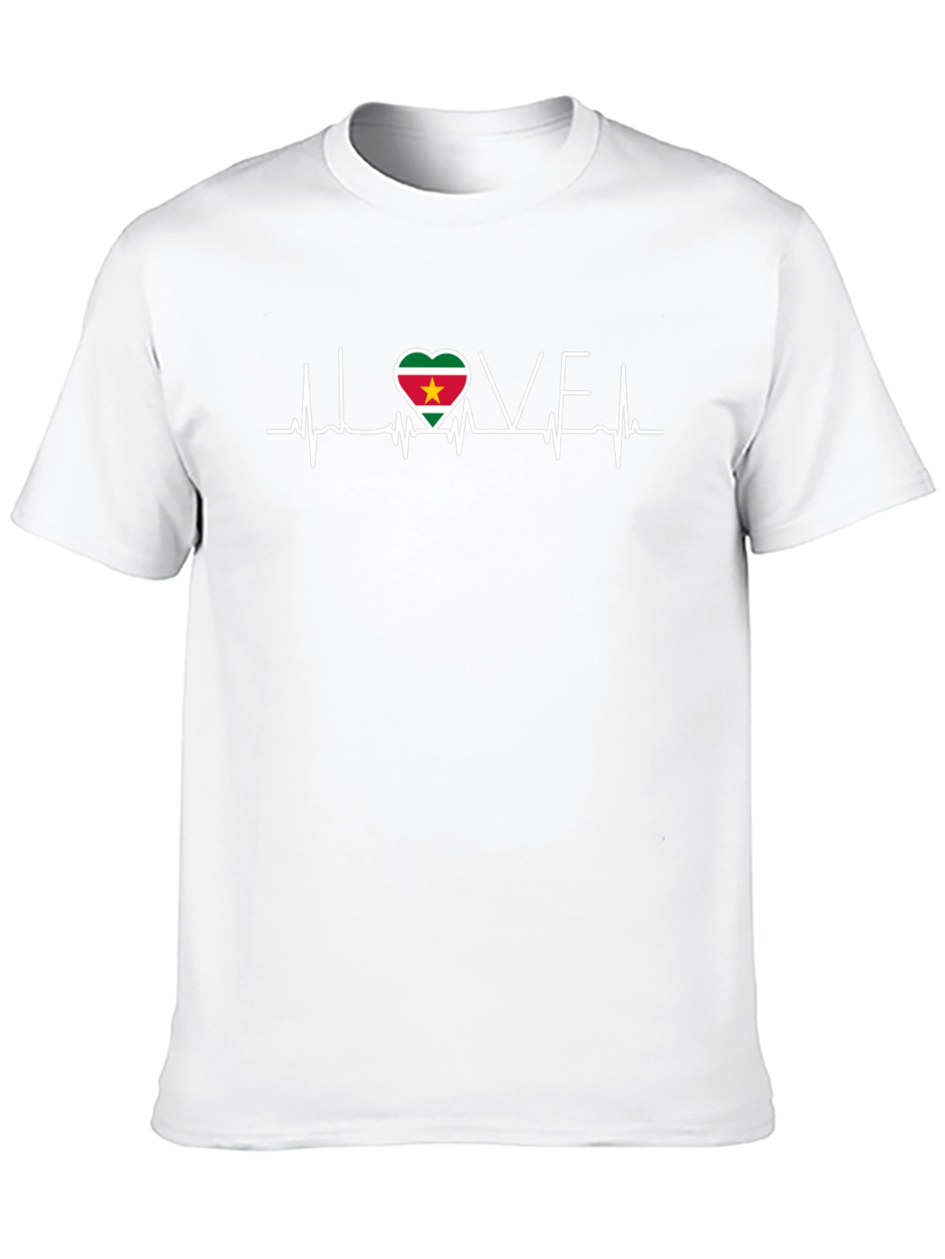 Suriname Flag Heartbeat Love Black T-Shirt