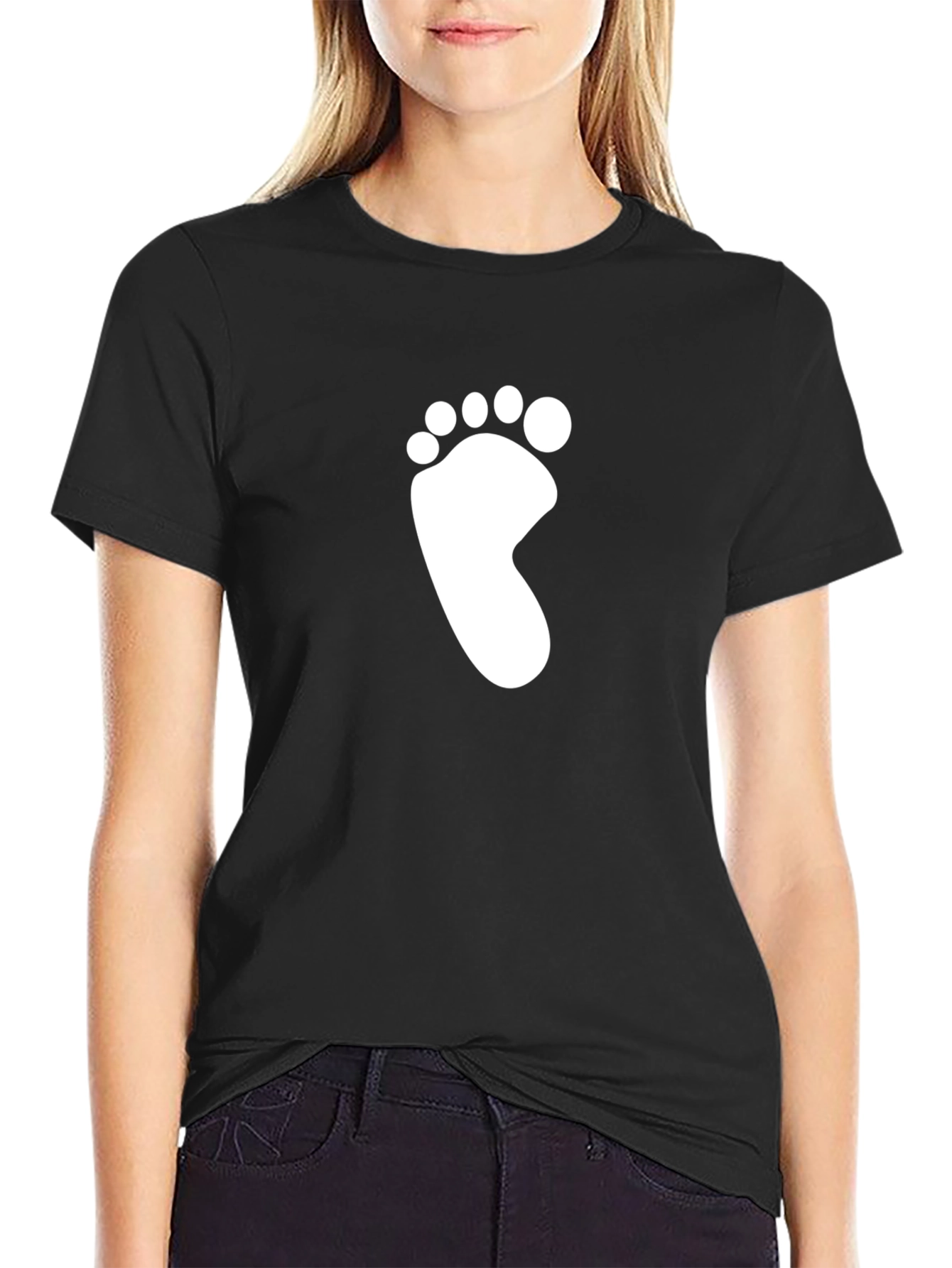 Footprint Graphic Tee - Black Cotton Comfort