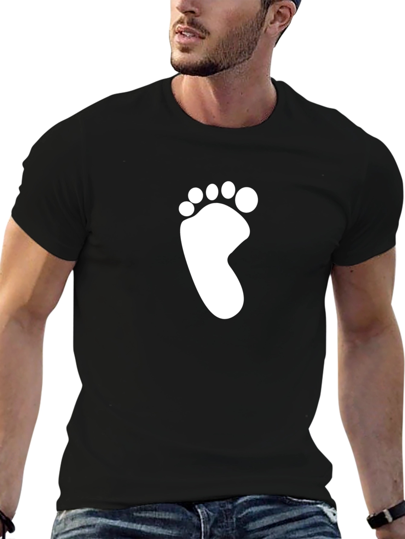 Footprint Graphic Tee - Black Cotton Comfort