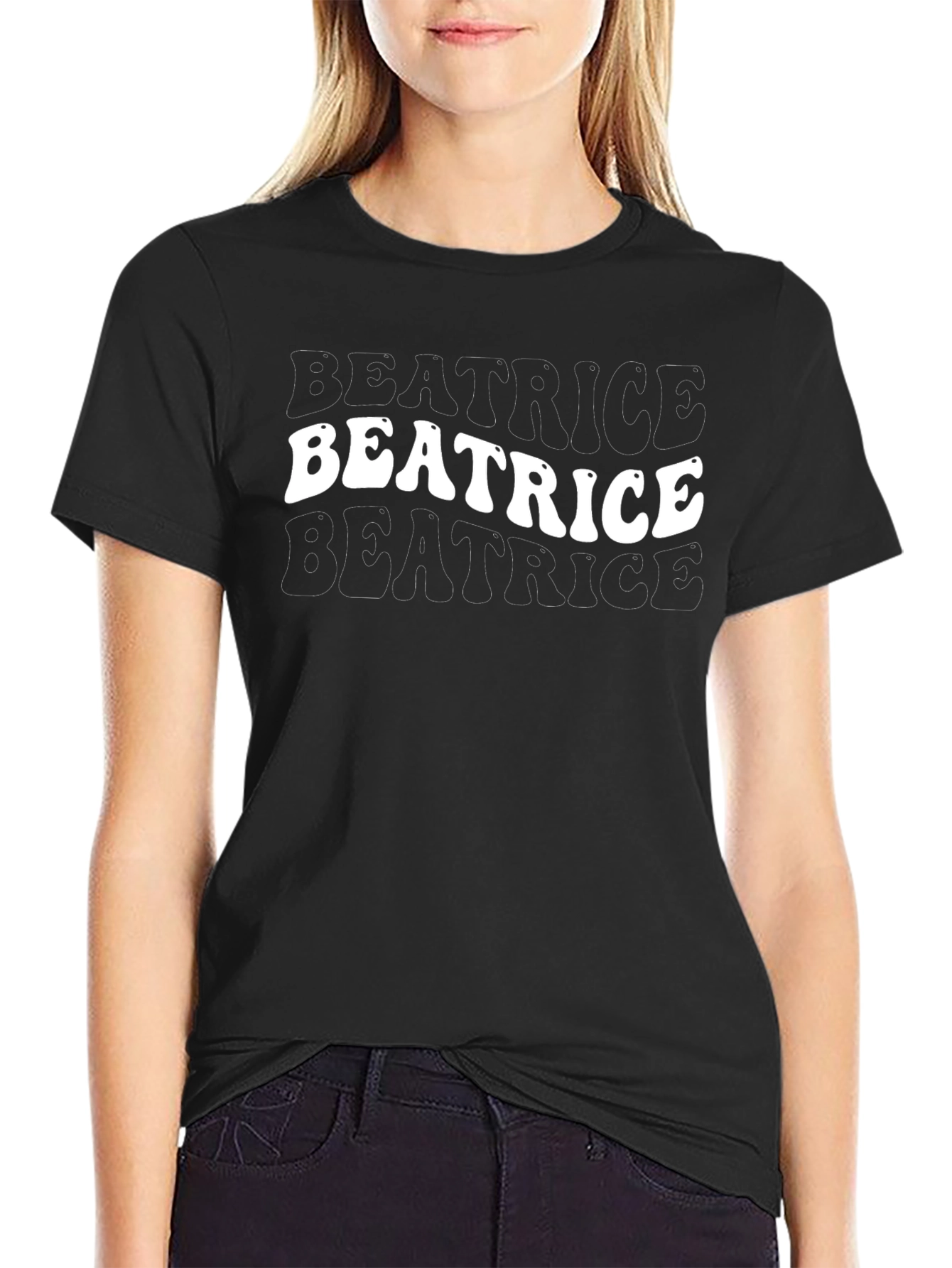 Beatrice Black T-Shirt - Trendy Graphic Tee