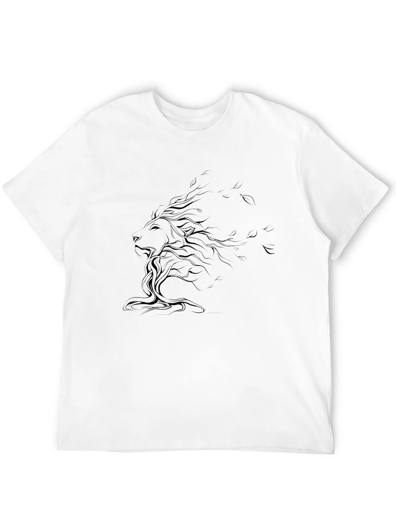 Stylized Lion Graphic Black T-Shirt
