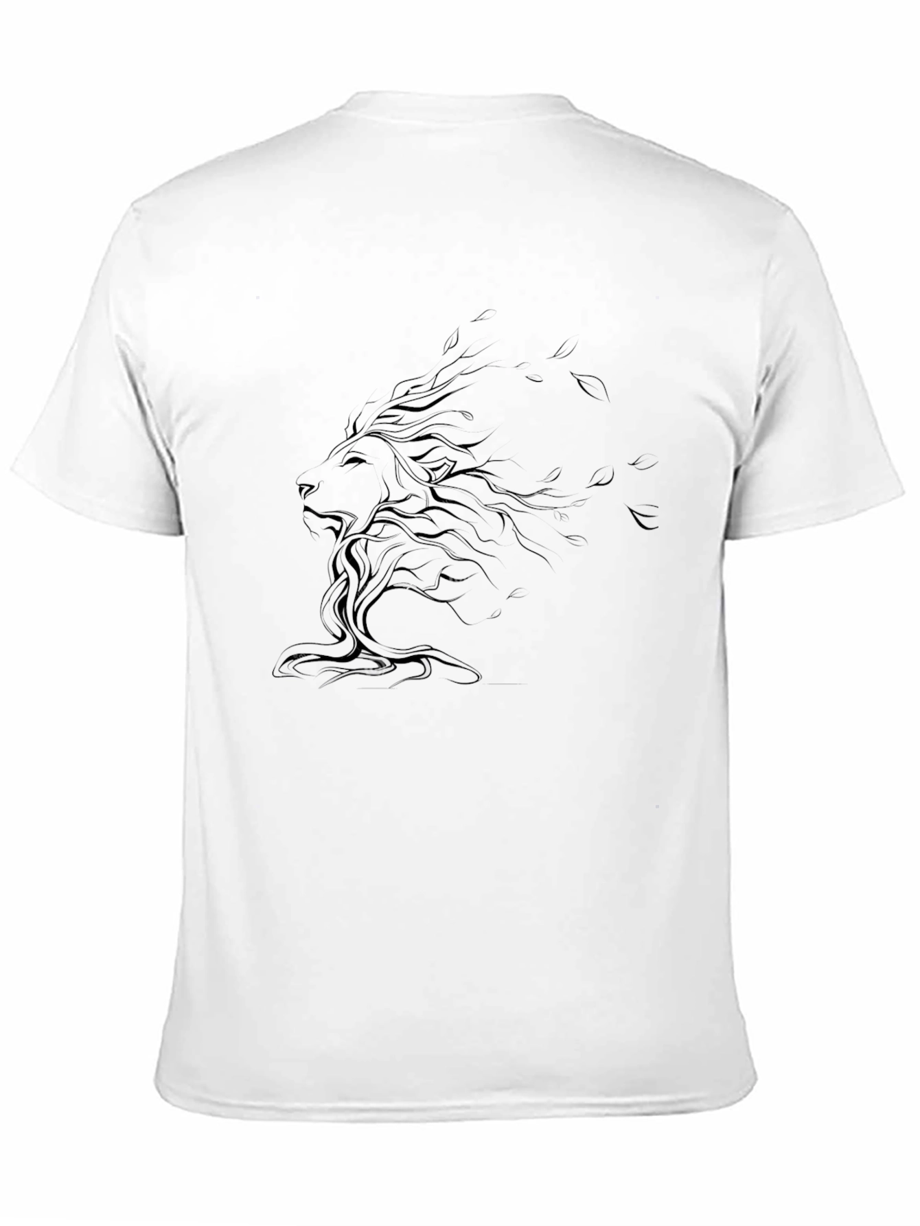 Stylized Lion Graphic Black T-Shirt
