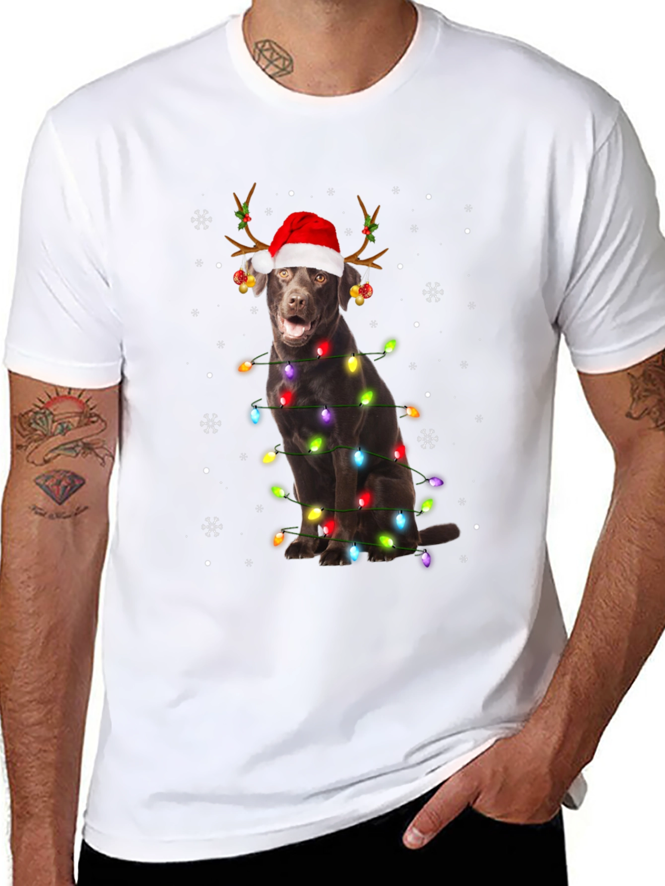 Festive Dog Christmas Lights T-Shirt