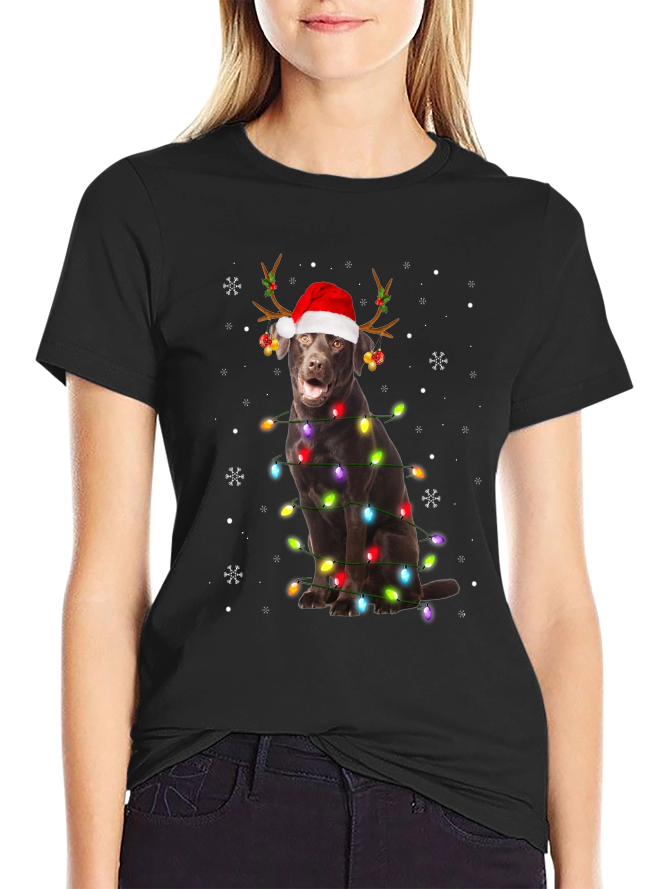 Festive Dog Christmas Lights T-Shirt