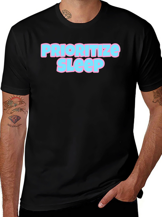Prioritize Sleep Graphic Tee - Black Cotton Comfort