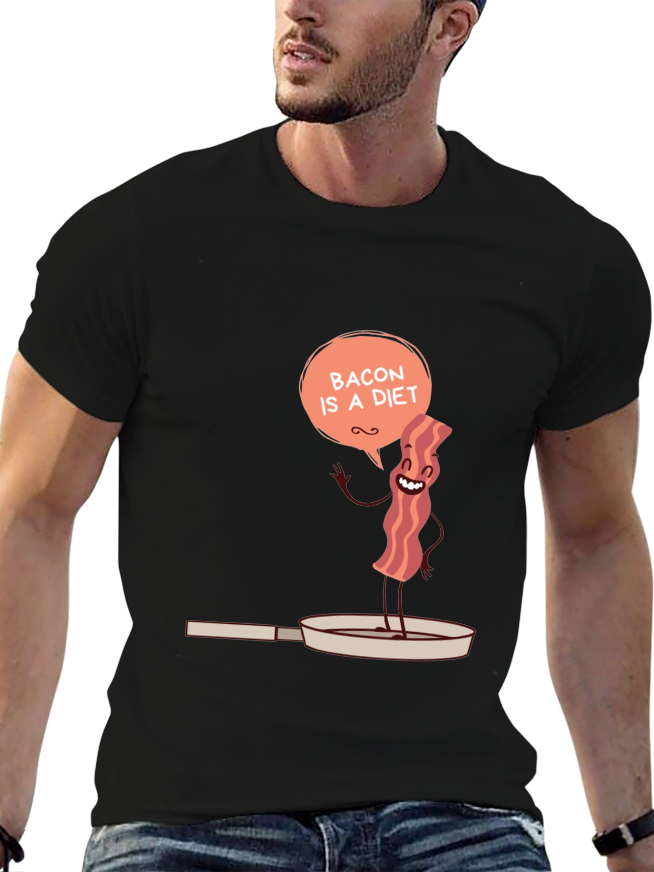 Bacon Is A Diet Funny Mens Graphic T-Shirt