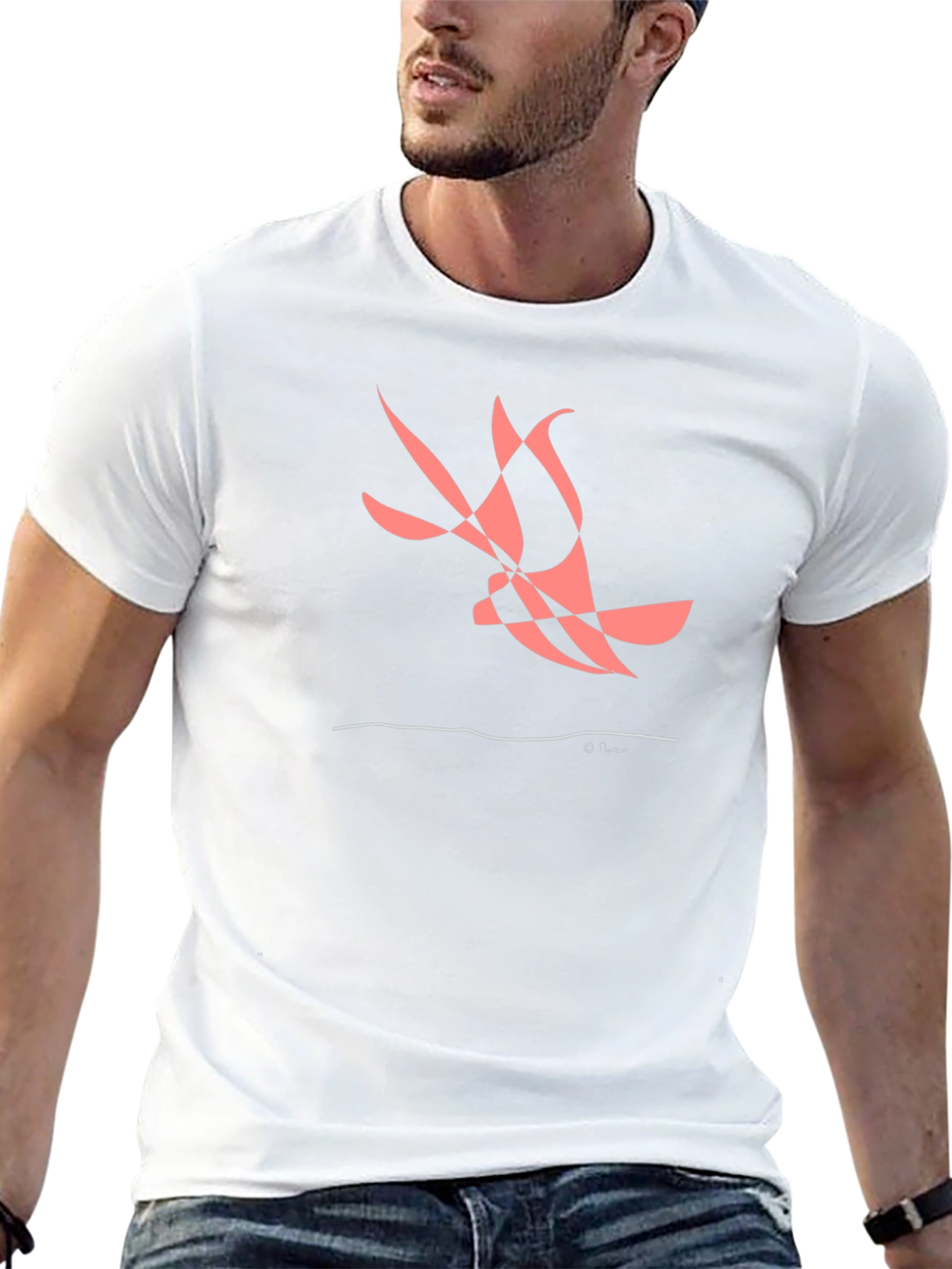 Abstract Bird Graphic Tee - Black Casual Shirt