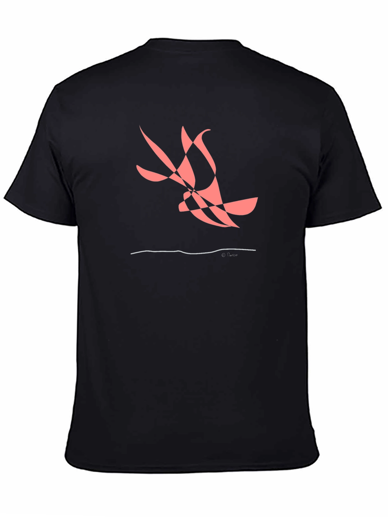 Abstract Bird Graphic Tee - Black Casual Shirt