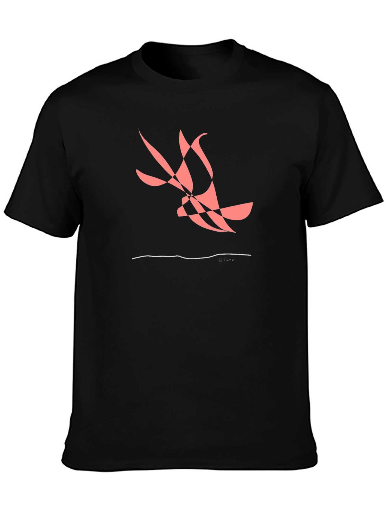 Abstract Bird Graphic Tee - Black Casual Shirt