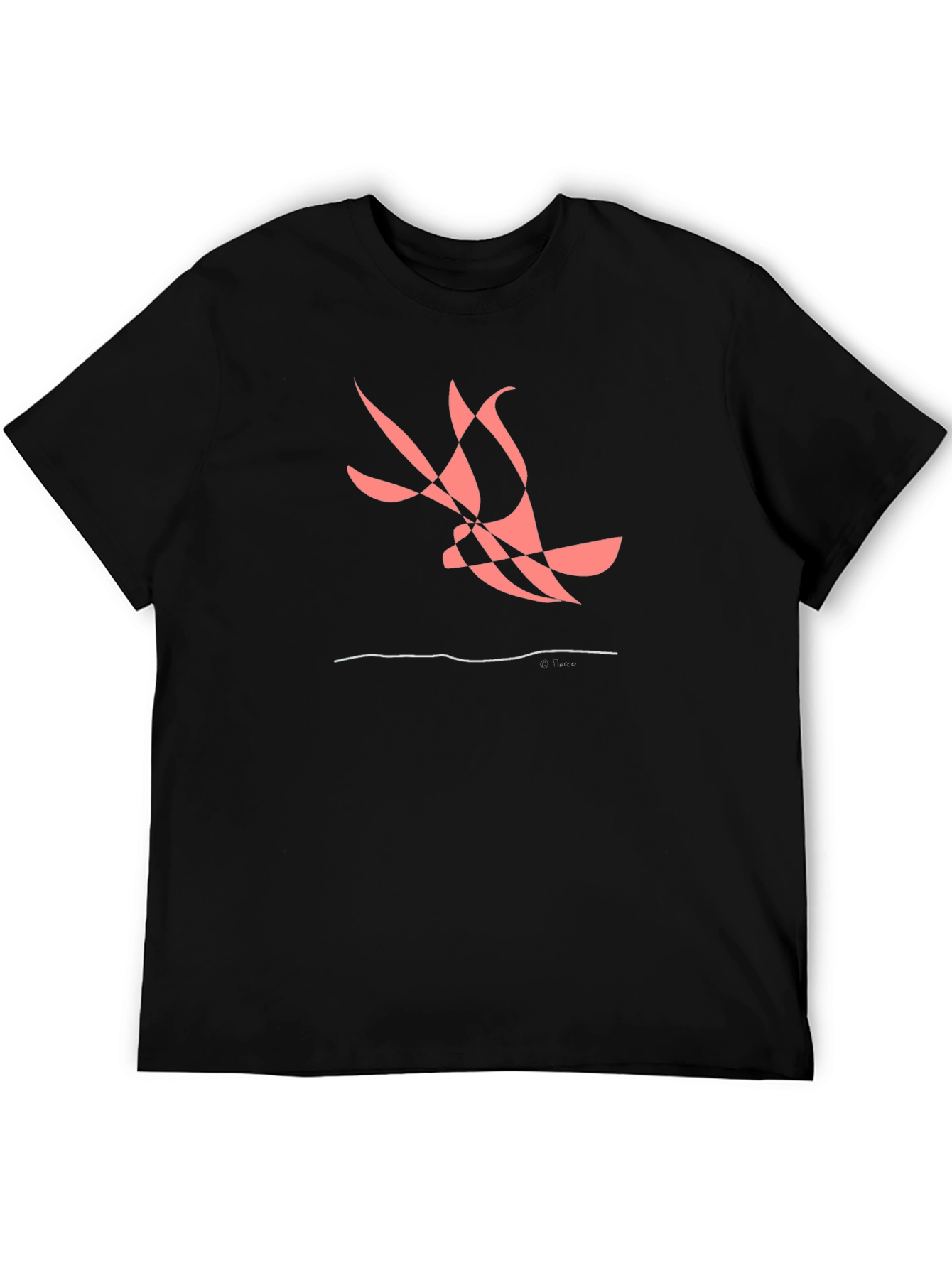 Abstract Bird Graphic Tee - Black Casual Shirt