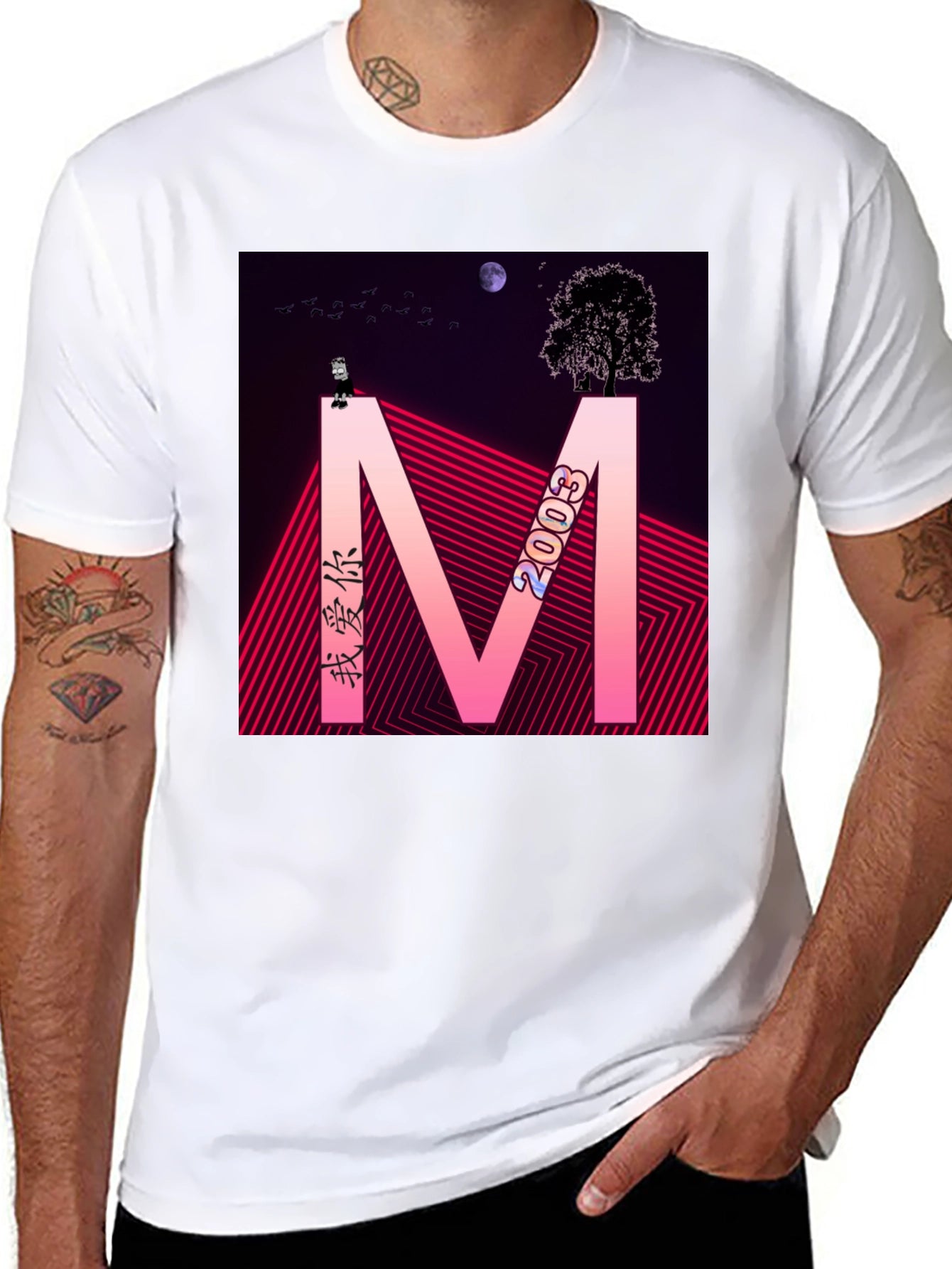 Abstract Graphic Tee - Black Cotton Blend Shirt