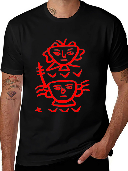 Unique Graphic Print Tee - Black
