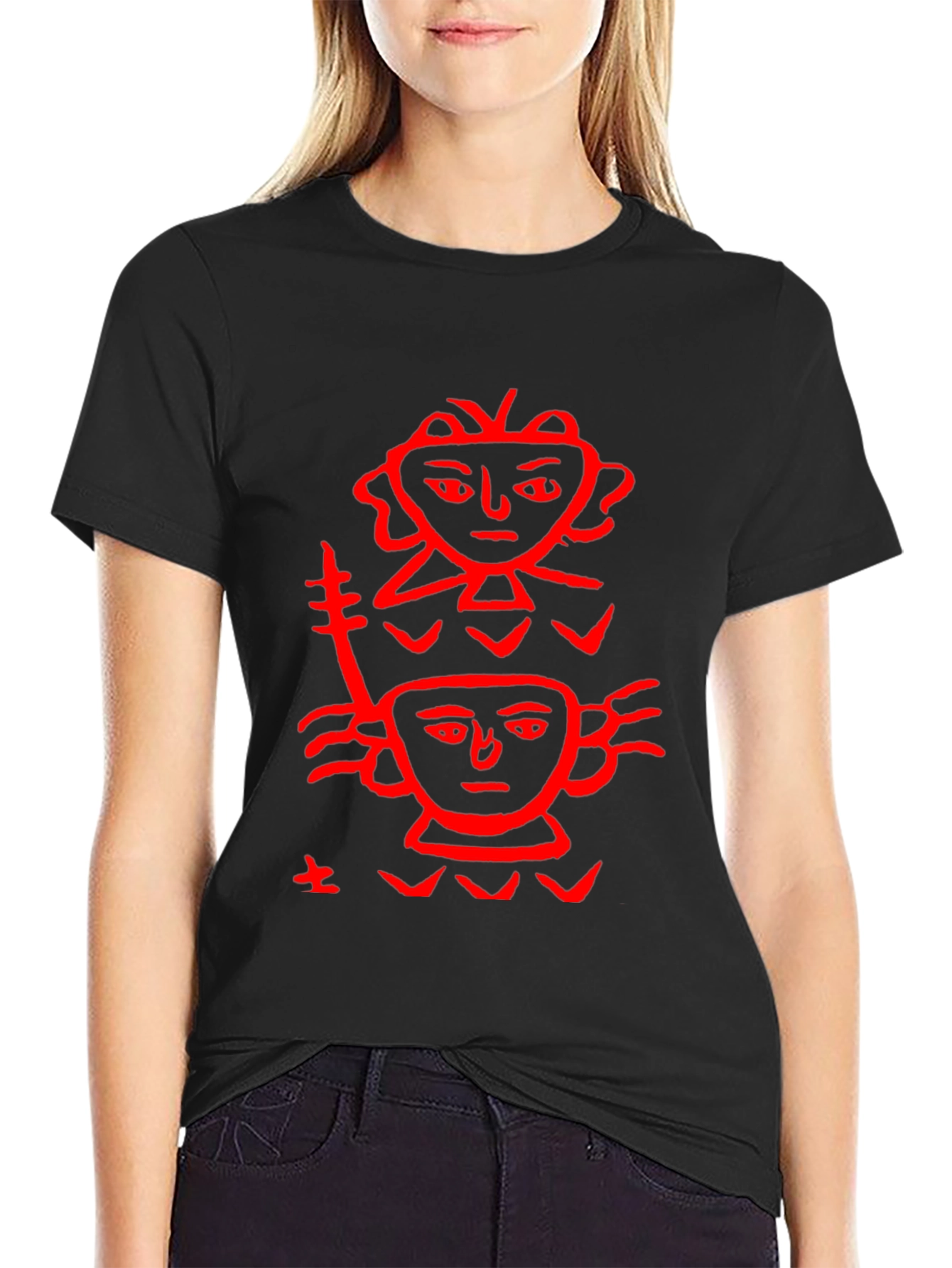 Unique Graphic Print Tee - Black