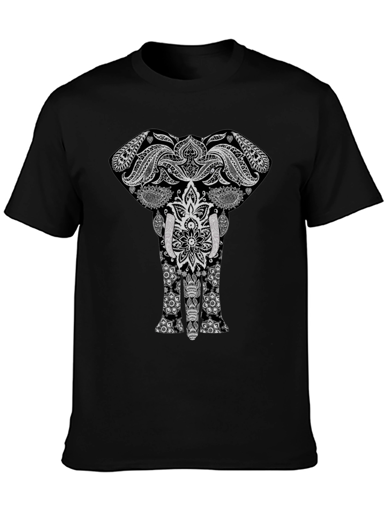 Elephant Graphic Print Black T-Shirt