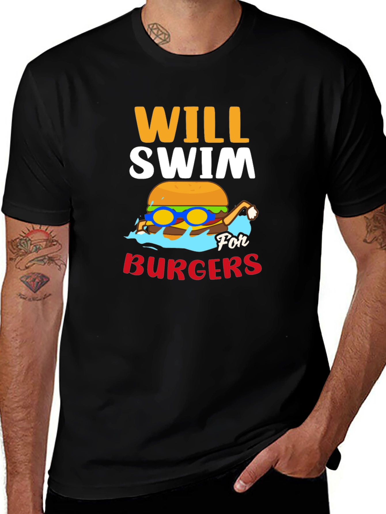 Will Swim for Burgers Graphic Tee