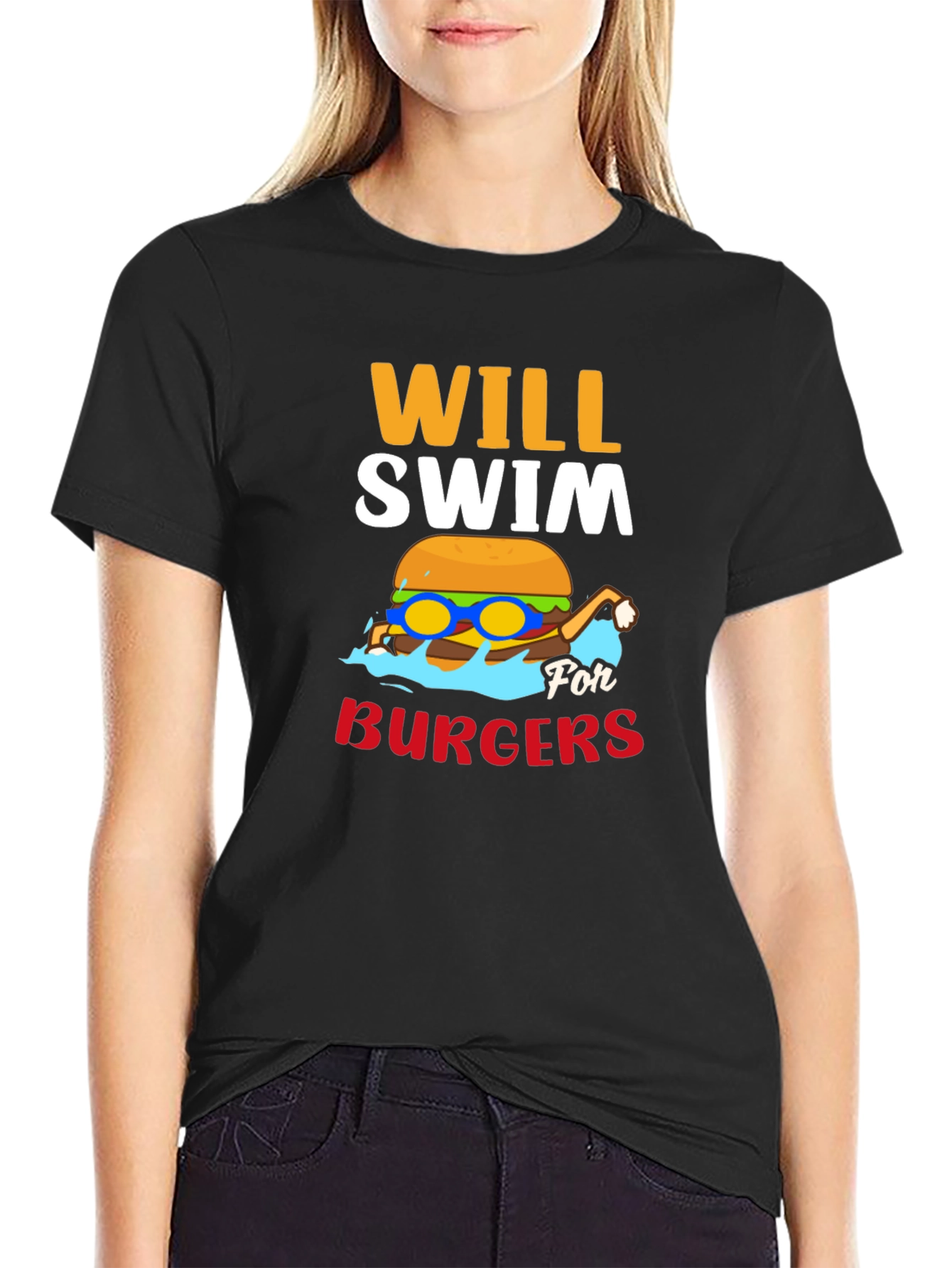 Will Swim for Burgers Graphic Tee