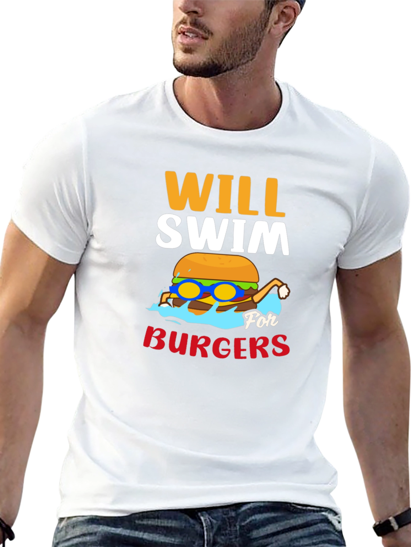 Will Swim for Burgers Graphic Tee