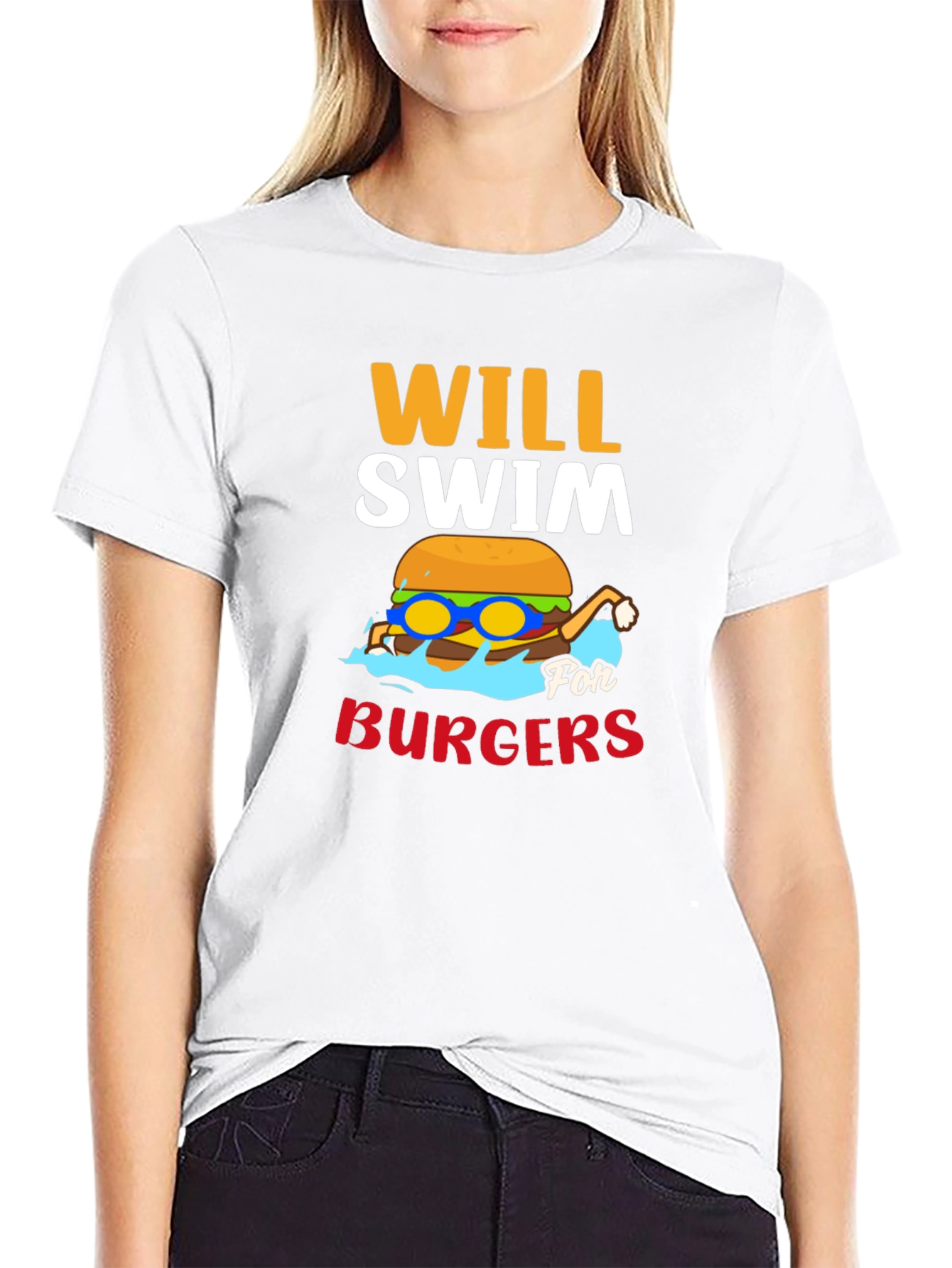 Will Swim for Burgers Graphic Tee