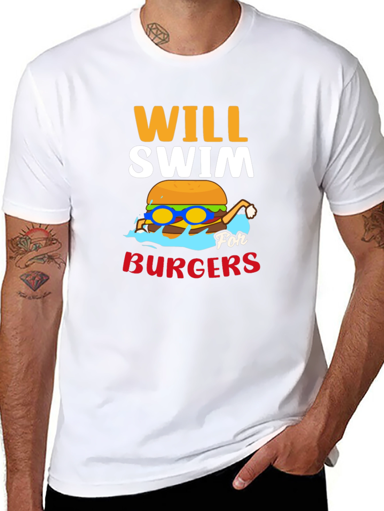 Will Swim for Burgers Graphic Tee