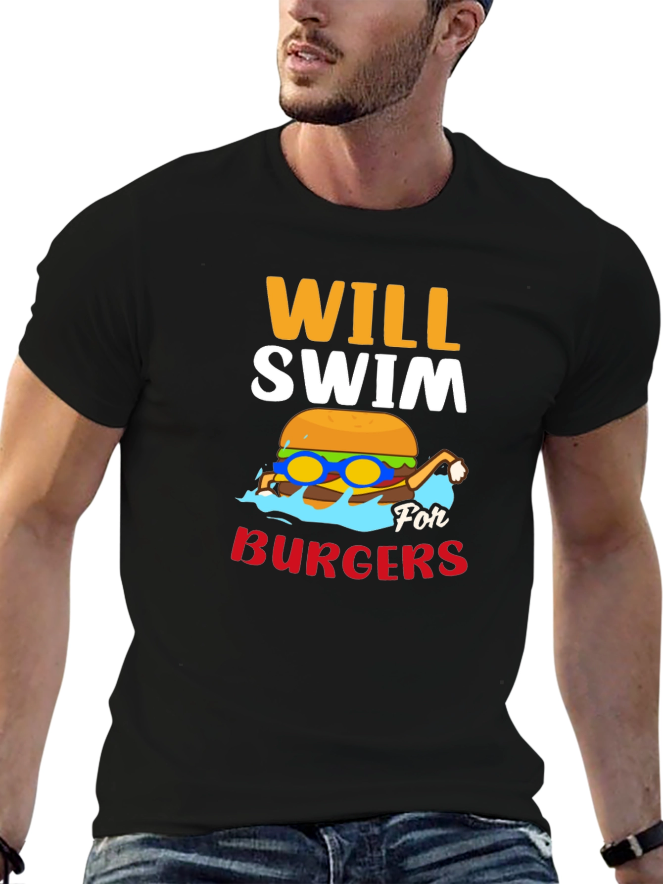 Will Swim for Burgers Graphic Tee