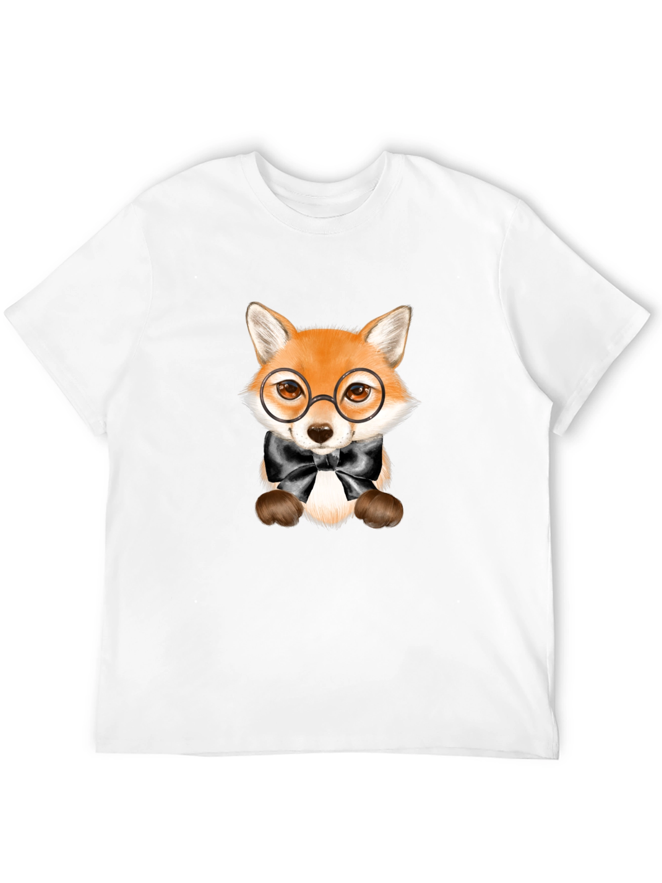 Fox with Glasses Graphic Tee - Black Unisex T-Shirt