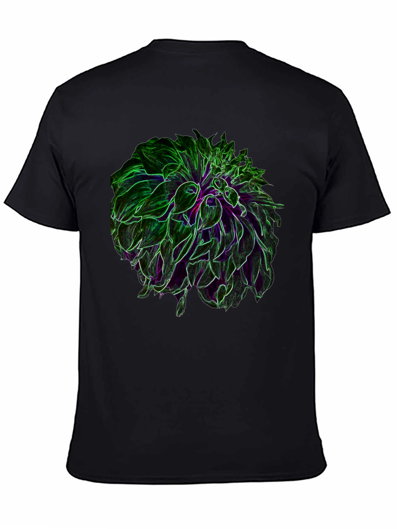 Neon Floral Graphic Black T-Shirt