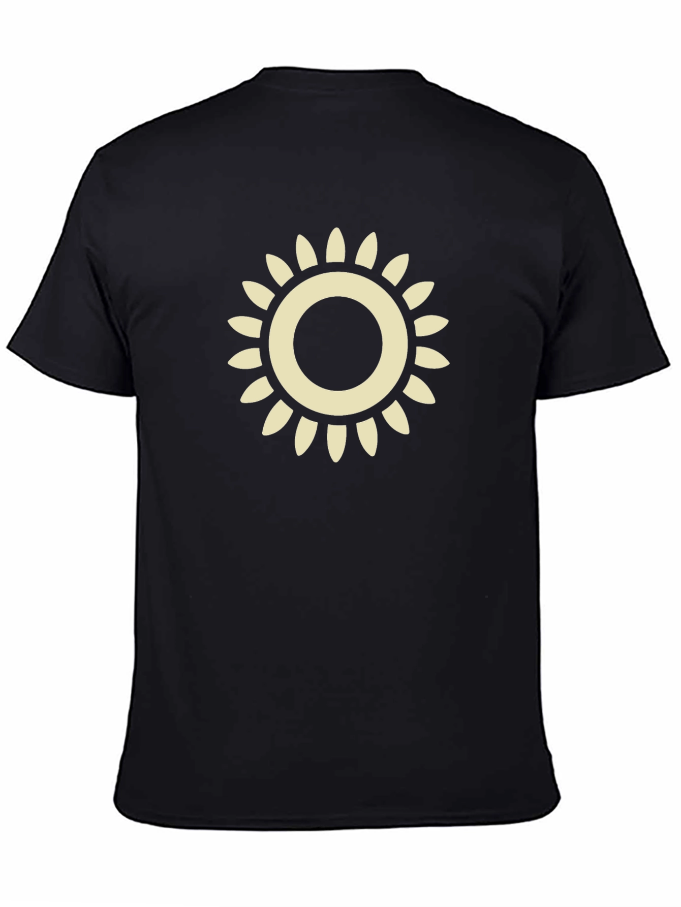 Stylish Sun Graphic Tee - Black Cotton Blend