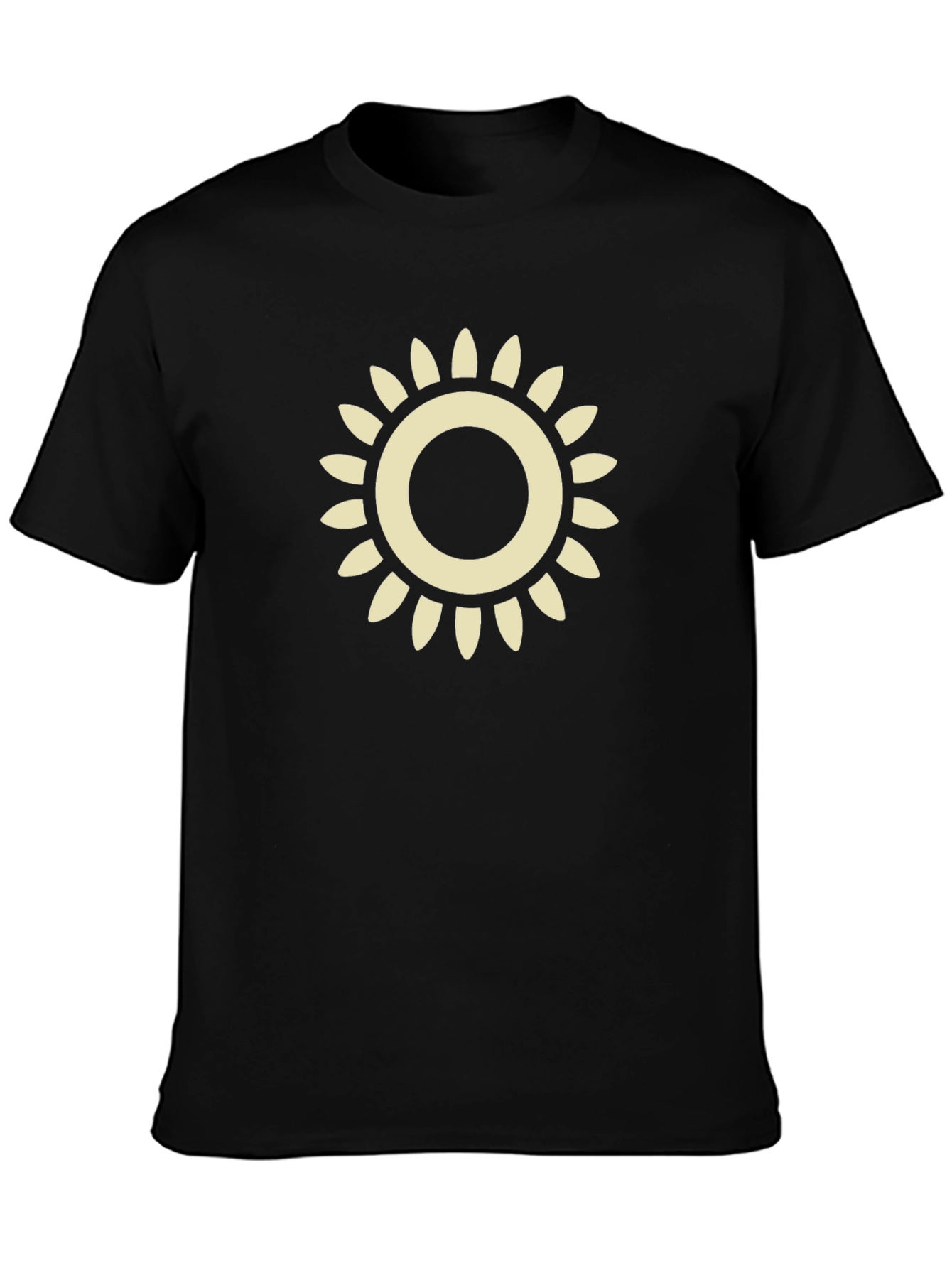 Stylish Sun Graphic Tee - Black Cotton Blend
