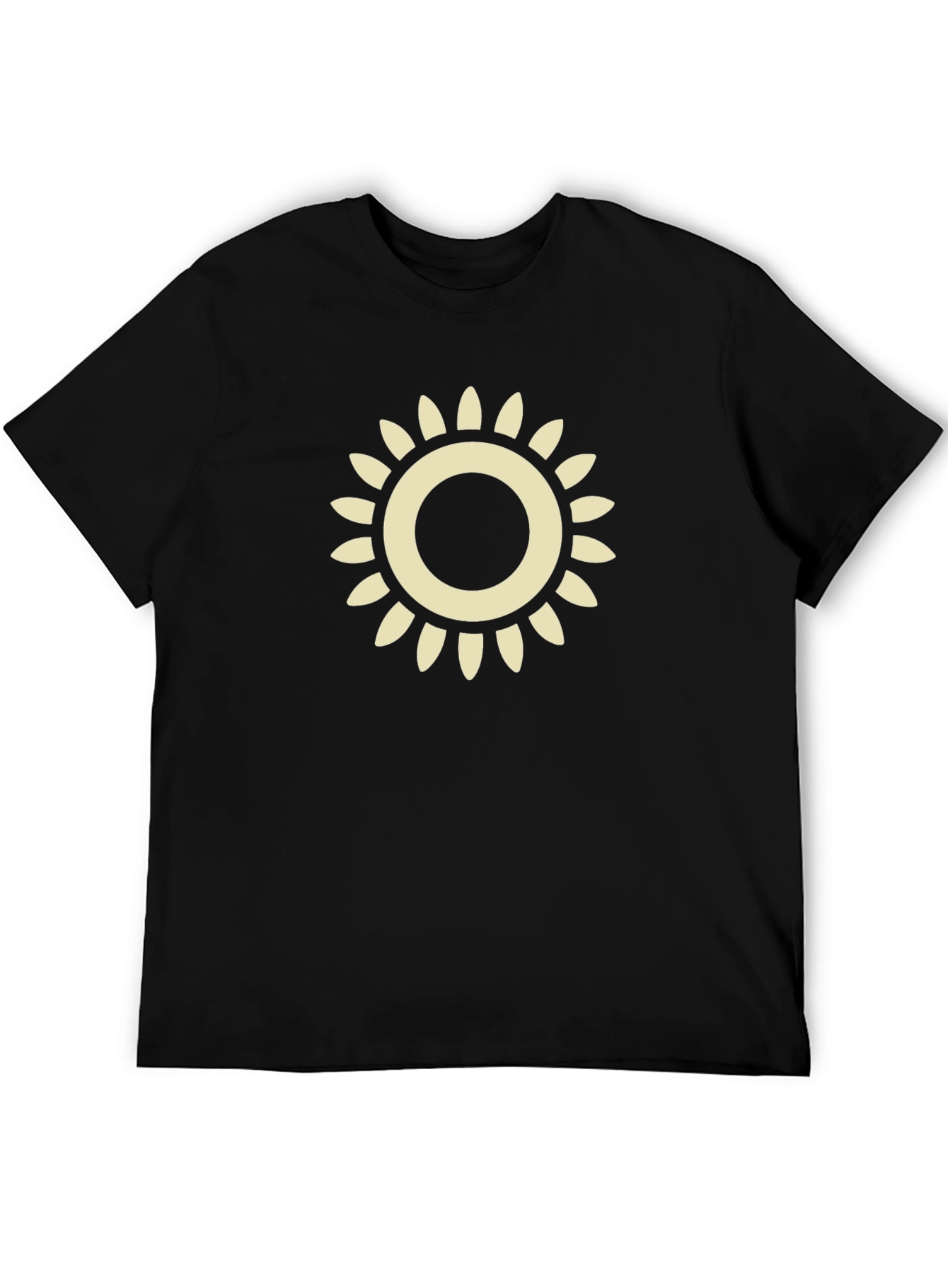 Stylish Sun Graphic Tee - Black Cotton Blend