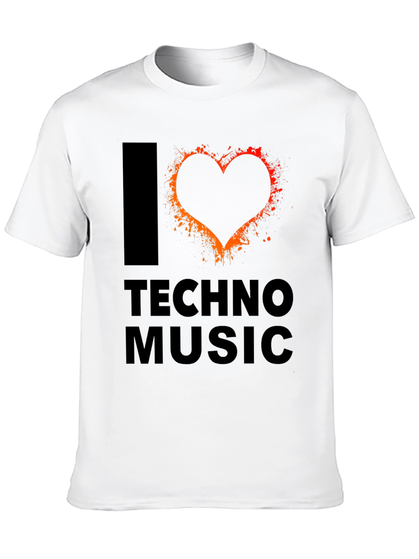 I Heart Techno Music Black Graphic T-Shirt