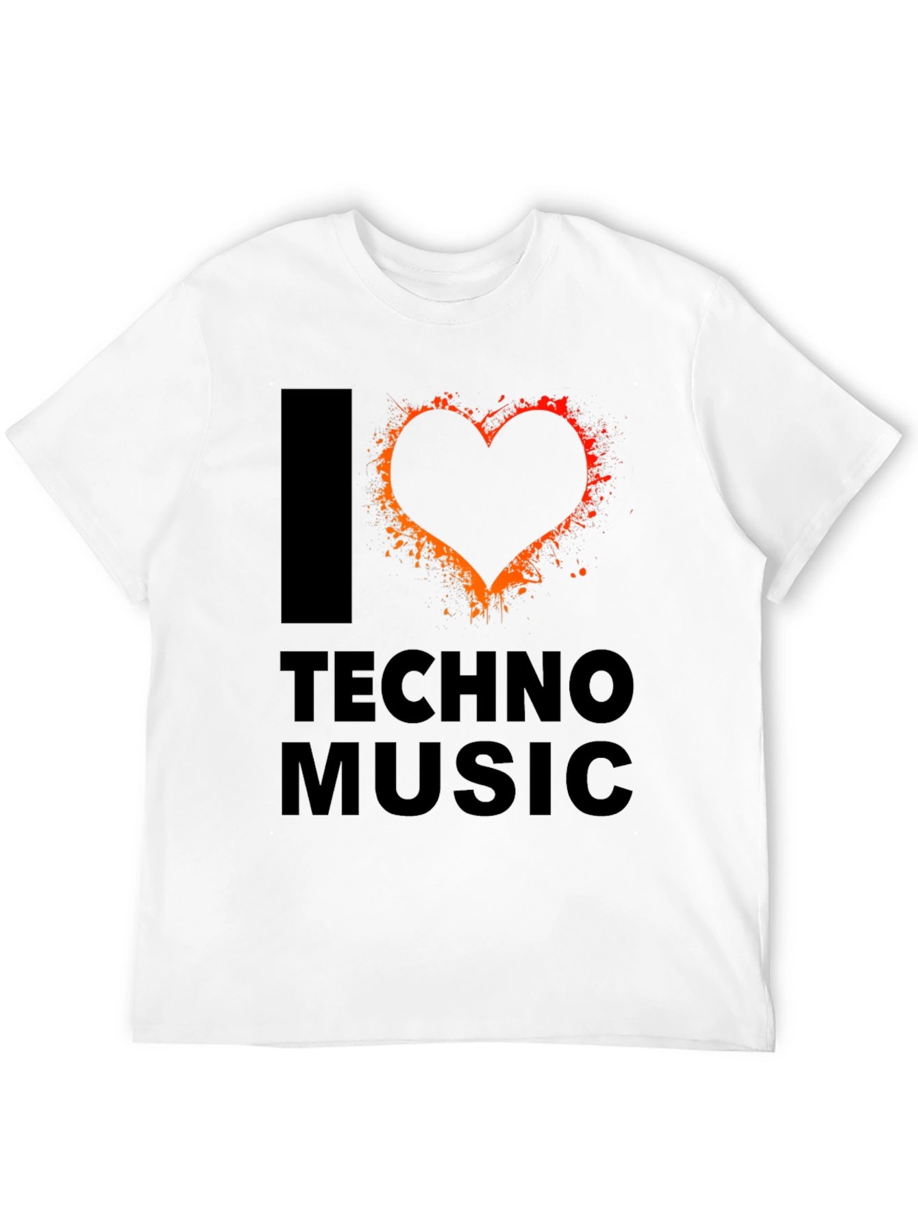 I Heart Techno Music Black Graphic T-Shirt