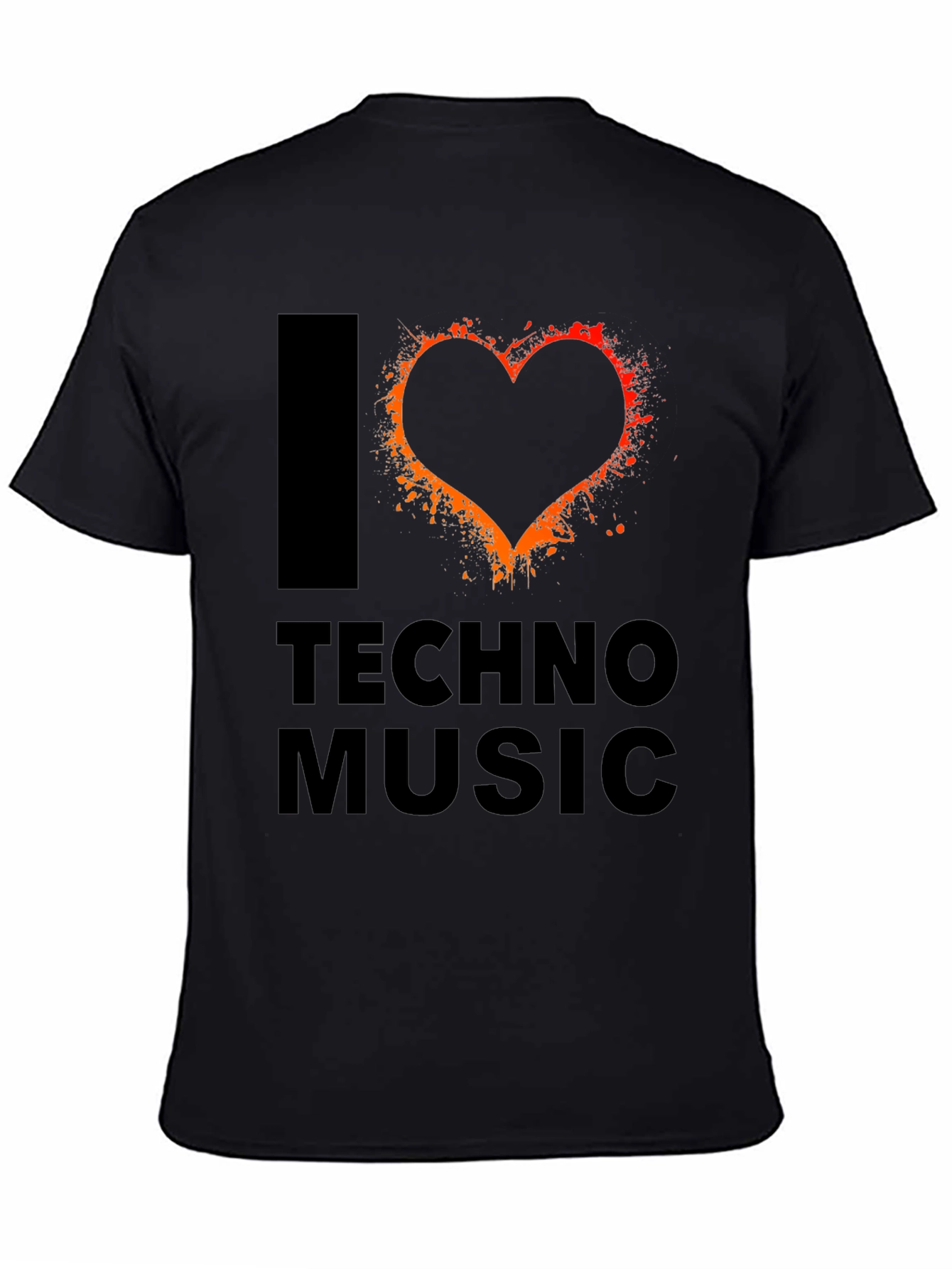 I Heart Techno Music Black Graphic T-Shirt