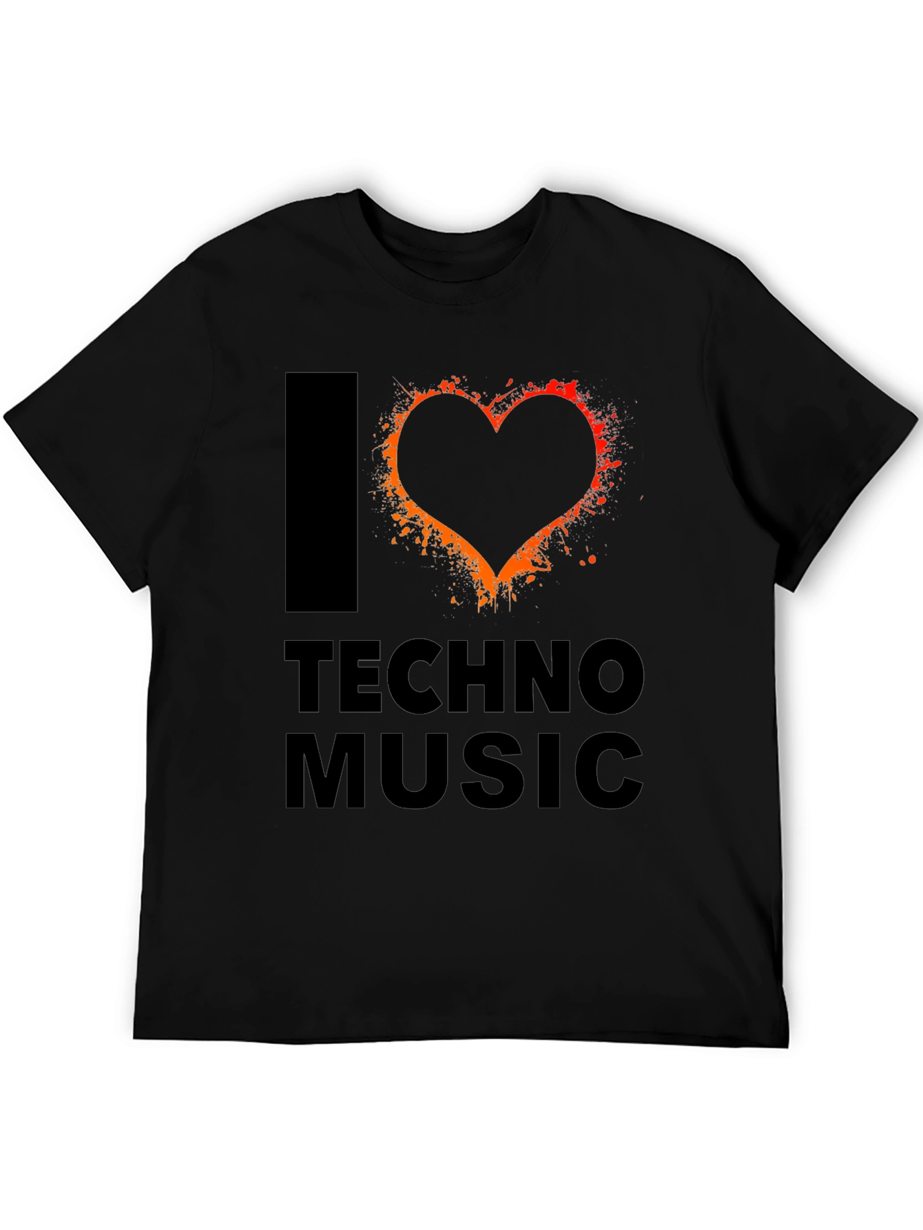 I Heart Techno Music Black Graphic T-Shirt
