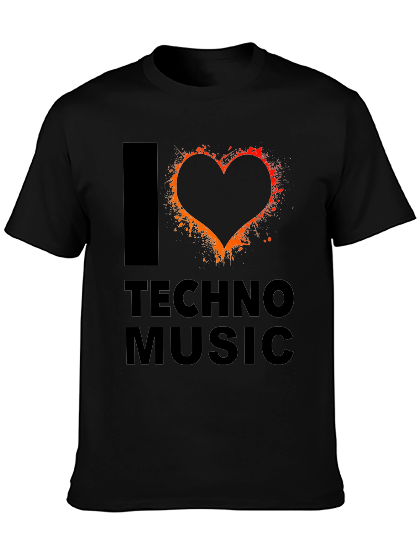 I Heart Techno Music Black Graphic T-Shirt