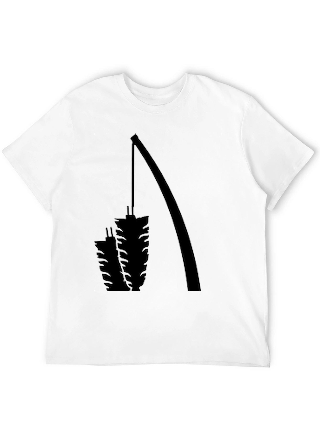 Fishing Rod & Catch Graphic Black T-Shirt