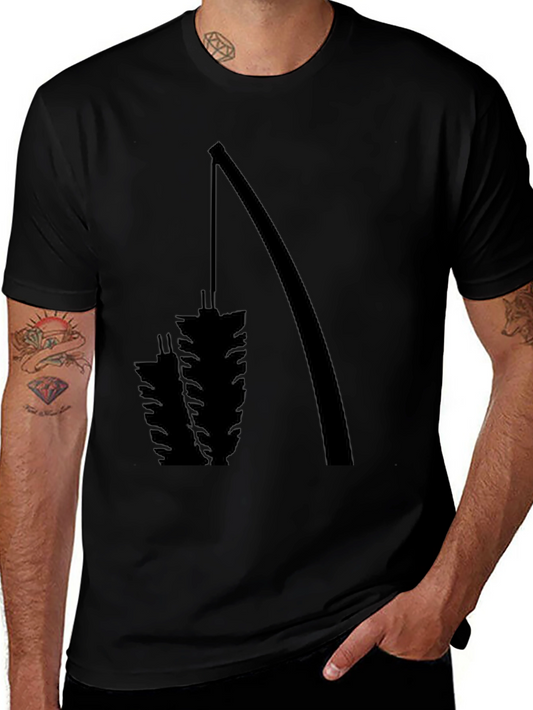 Fishing Rod & Catch Graphic Black T-Shirt