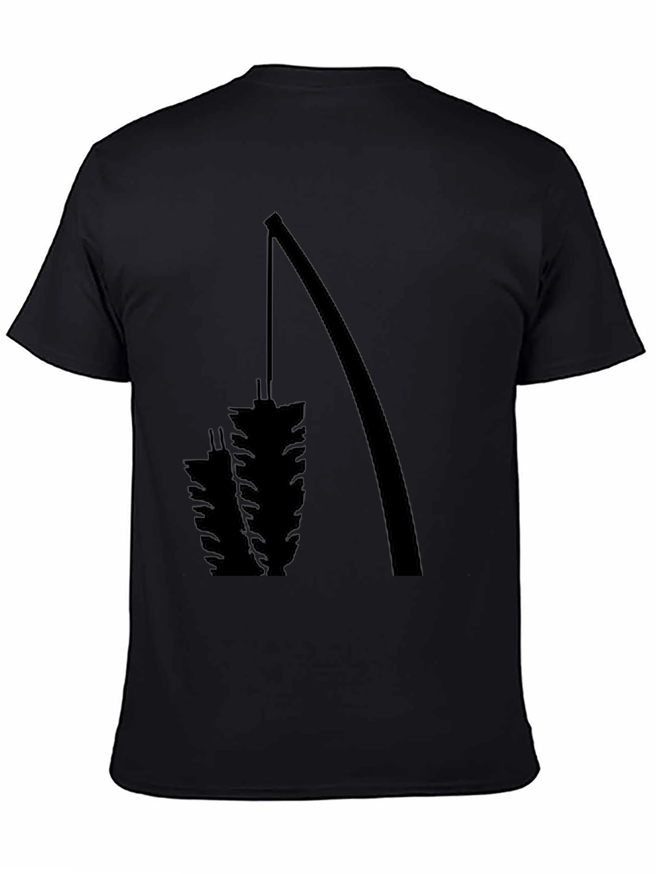 Fishing Rod & Catch Graphic Black T-Shirt