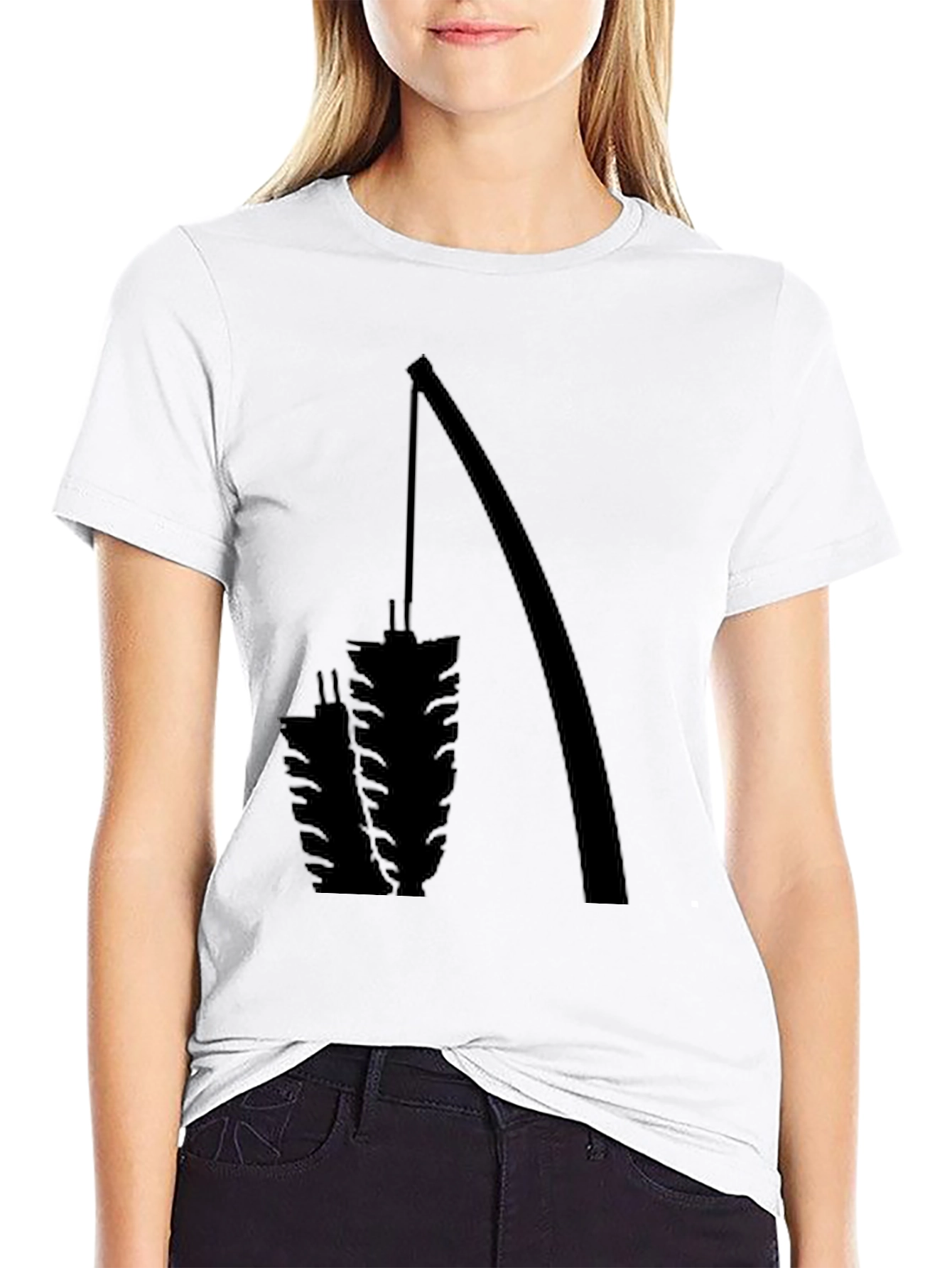 Fishing Rod & Catch Graphic Black T-Shirt