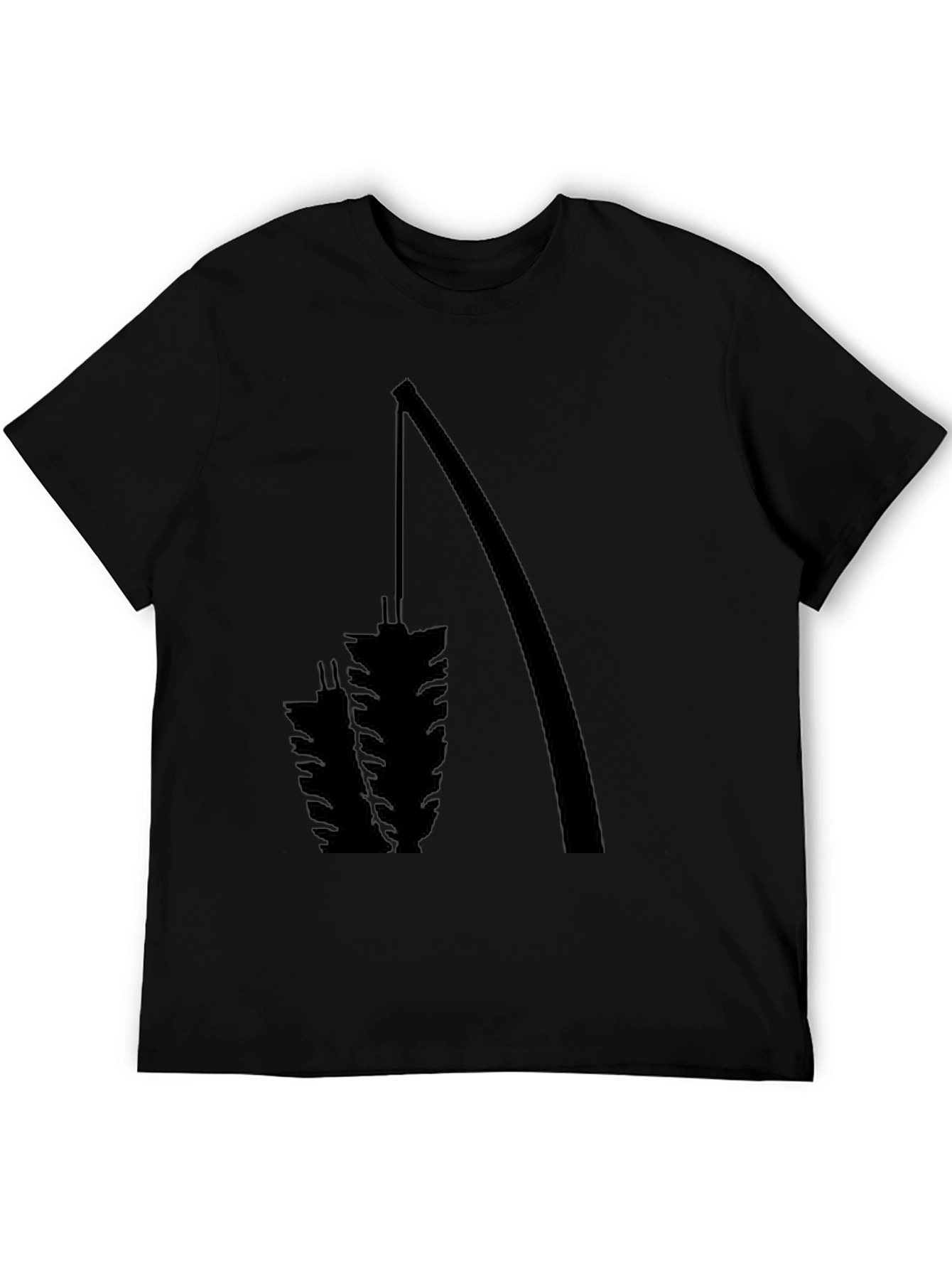 Fishing Rod & Catch Graphic Black T-Shirt