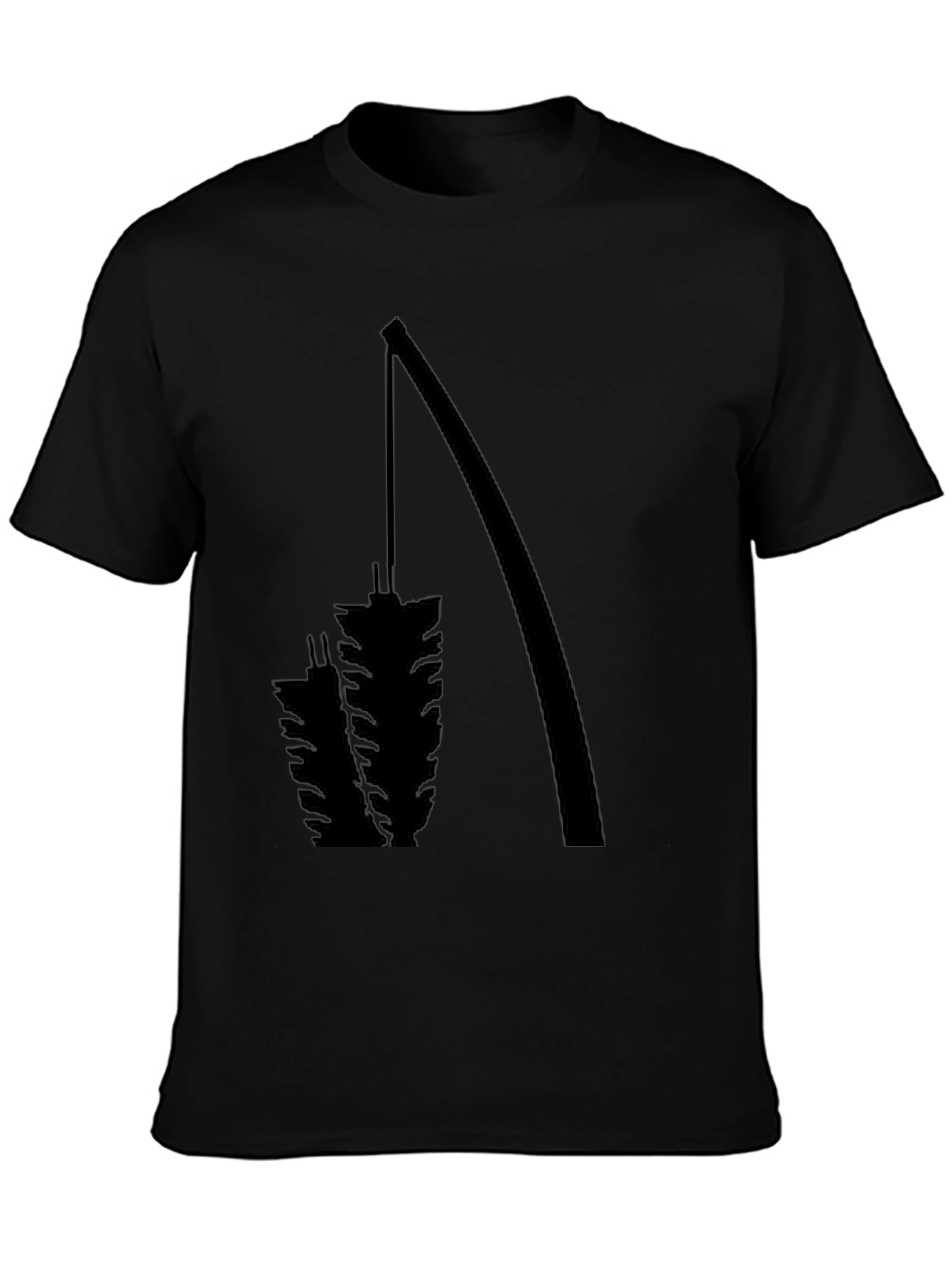 Fishing Rod & Catch Graphic Black T-Shirt