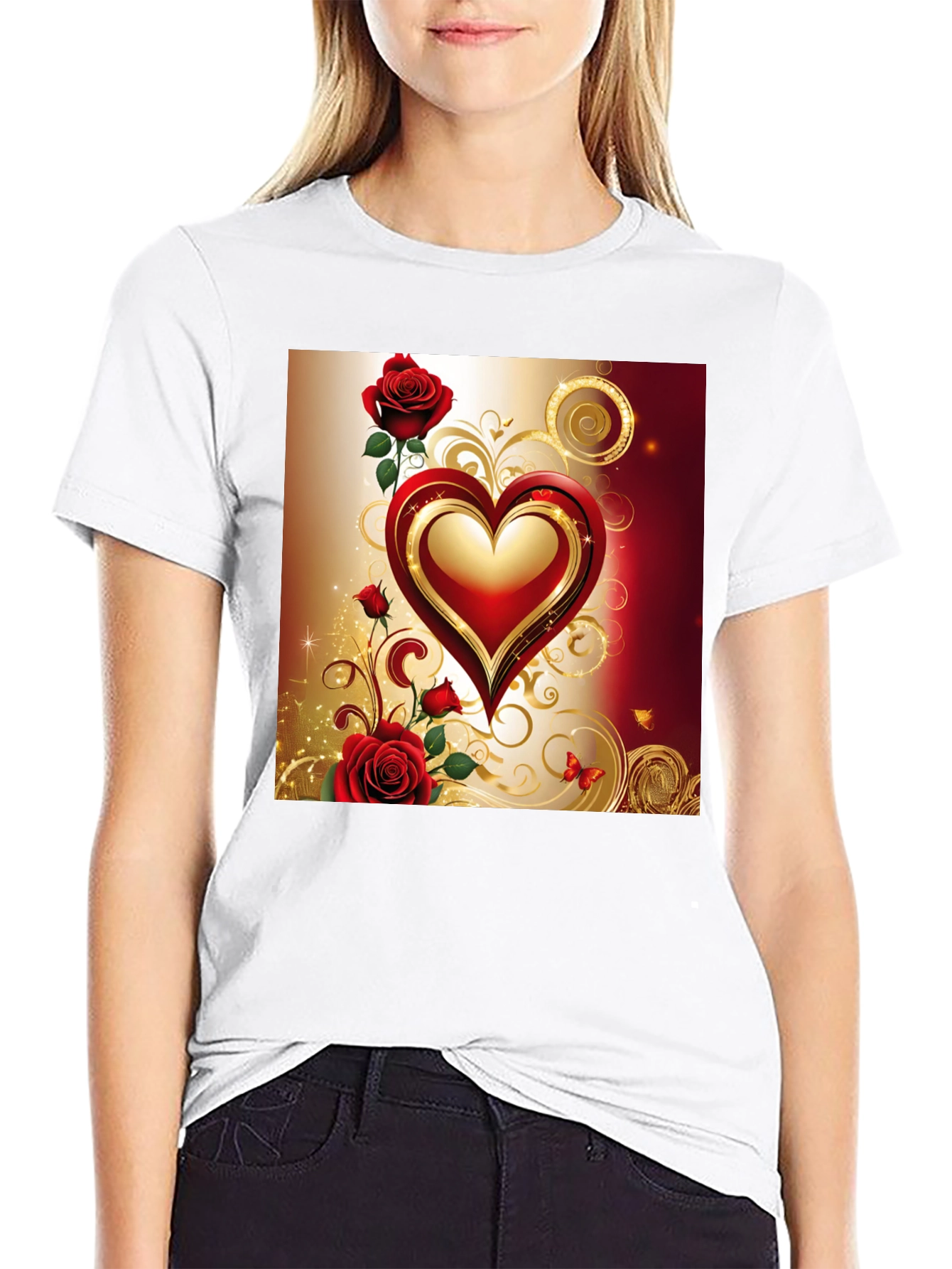 Romantic Heart & Roses T-Shirt