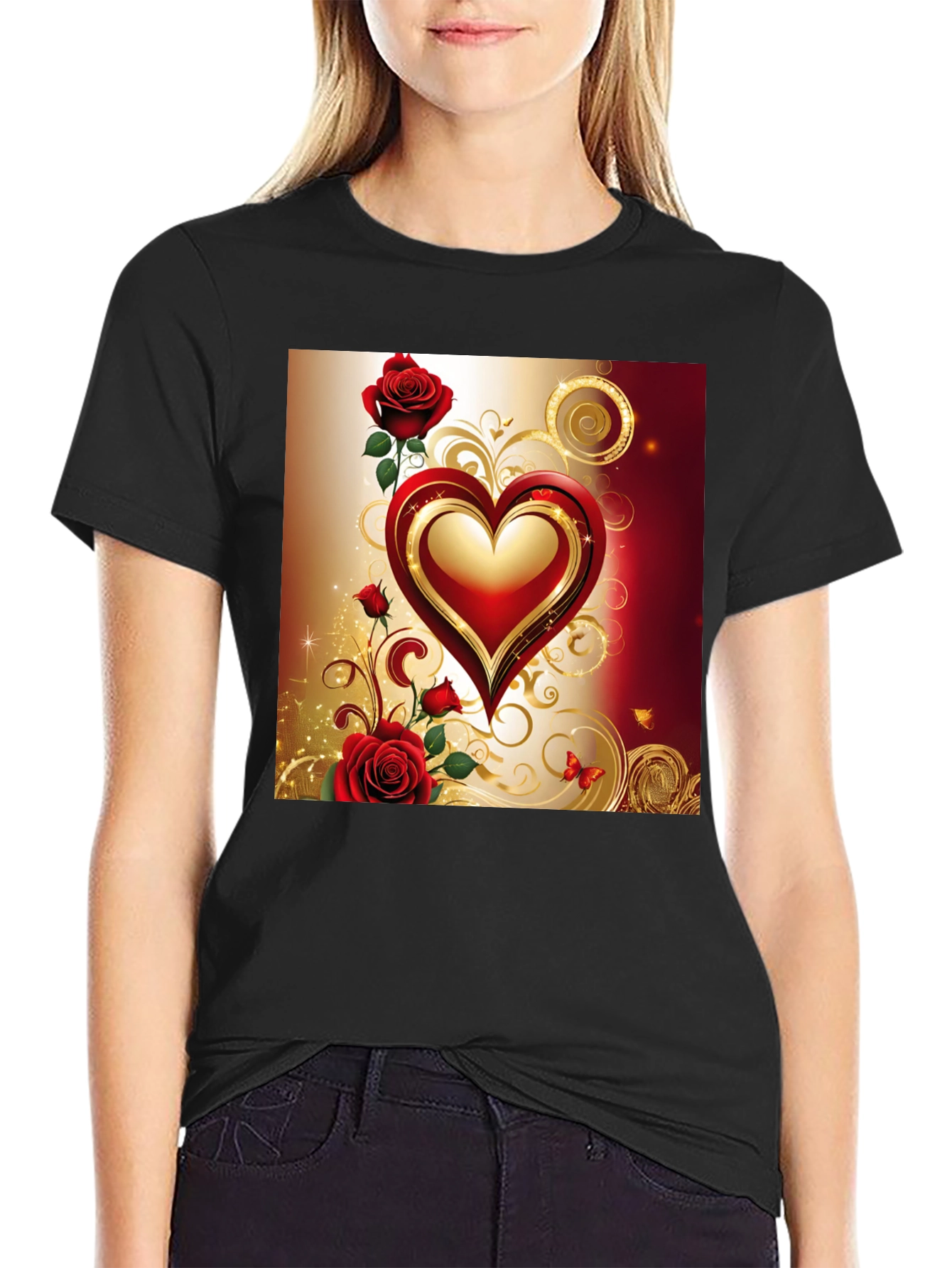 Romantic Heart & Roses T-Shirt