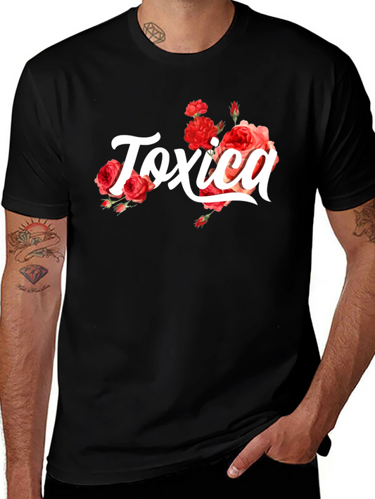 Toxic Black Graphic Tee with Roses