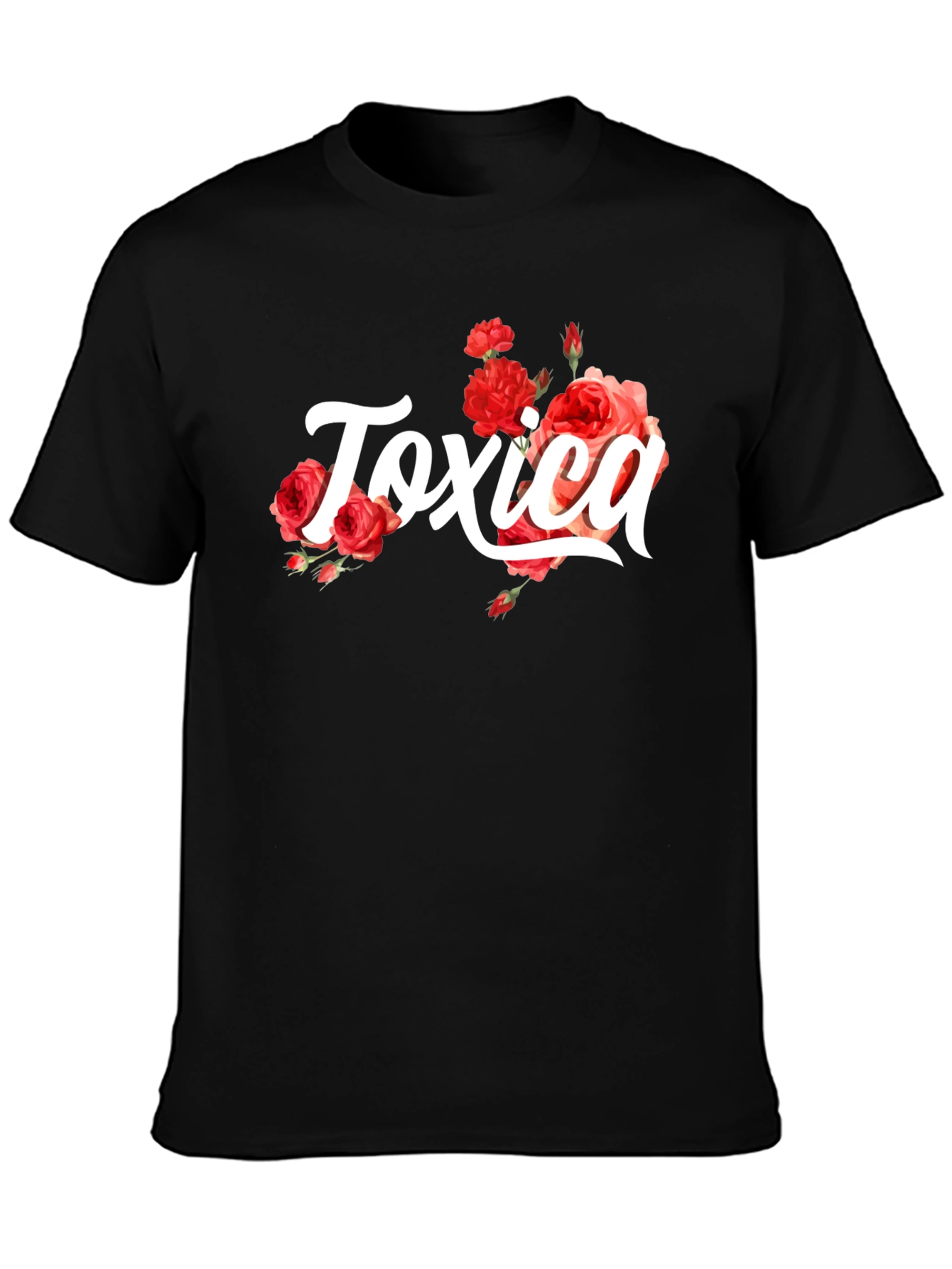 Toxic Black Graphic Tee with Roses