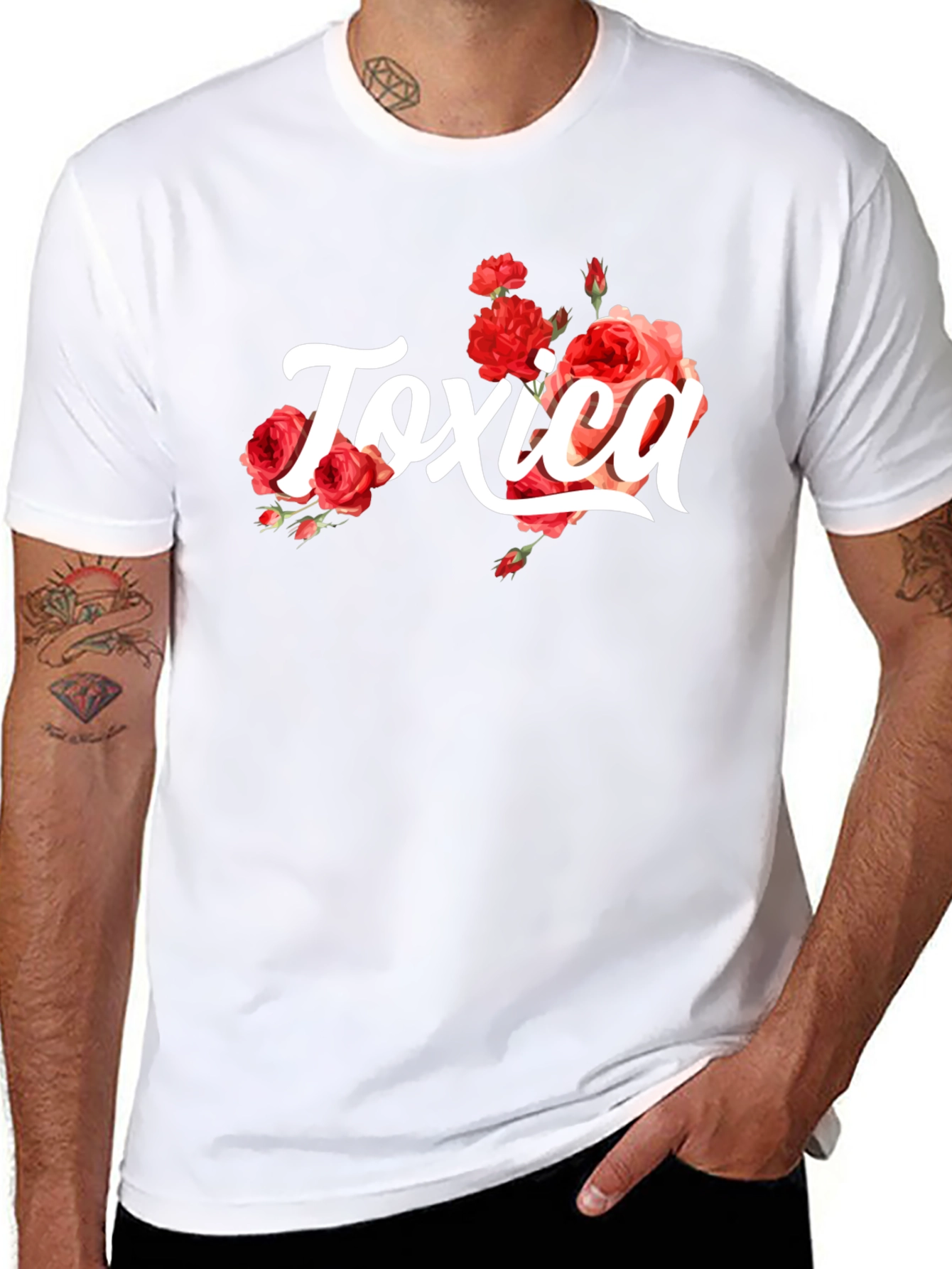Toxic Black Graphic Tee with Roses