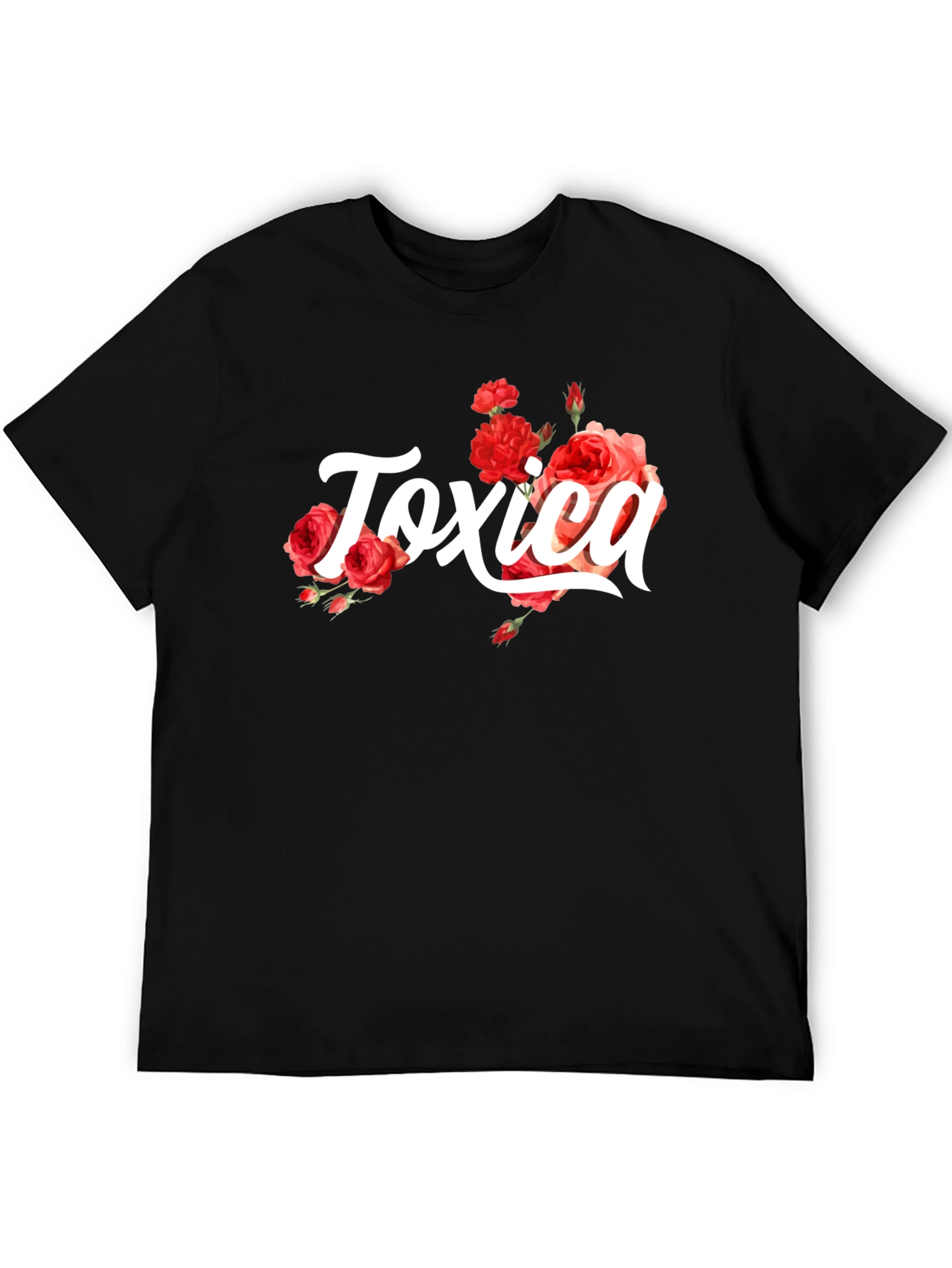 Toxic Black Graphic Tee with Roses