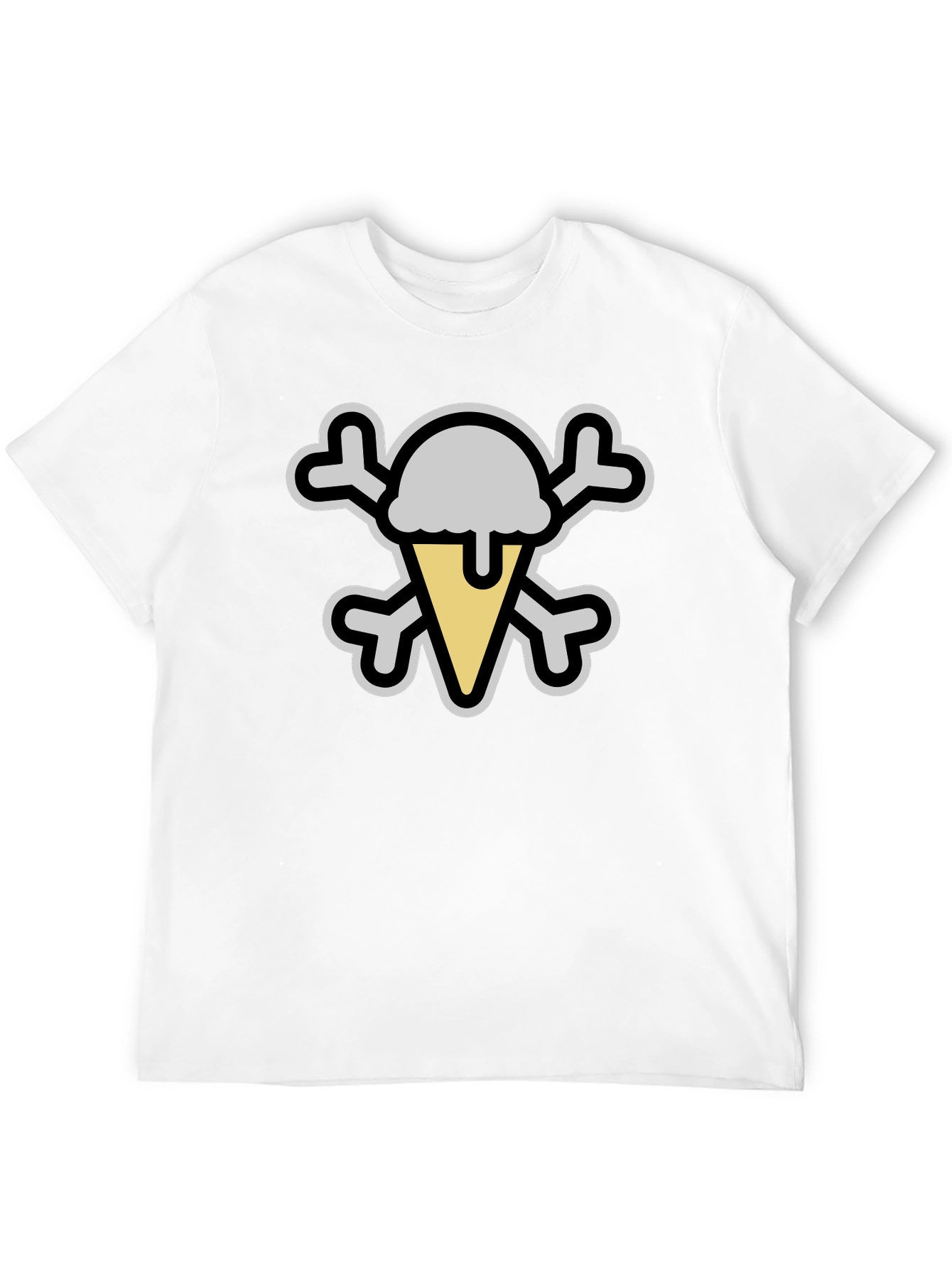 Ice Cream Skull Graphic Tee - Black Cotton T-Shirt