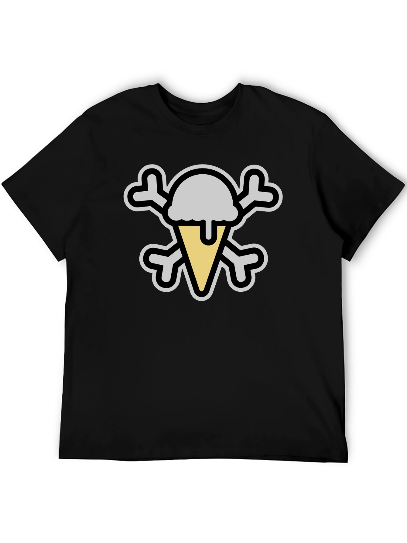 Ice Cream Skull Graphic Tee - Black Cotton T-Shirt