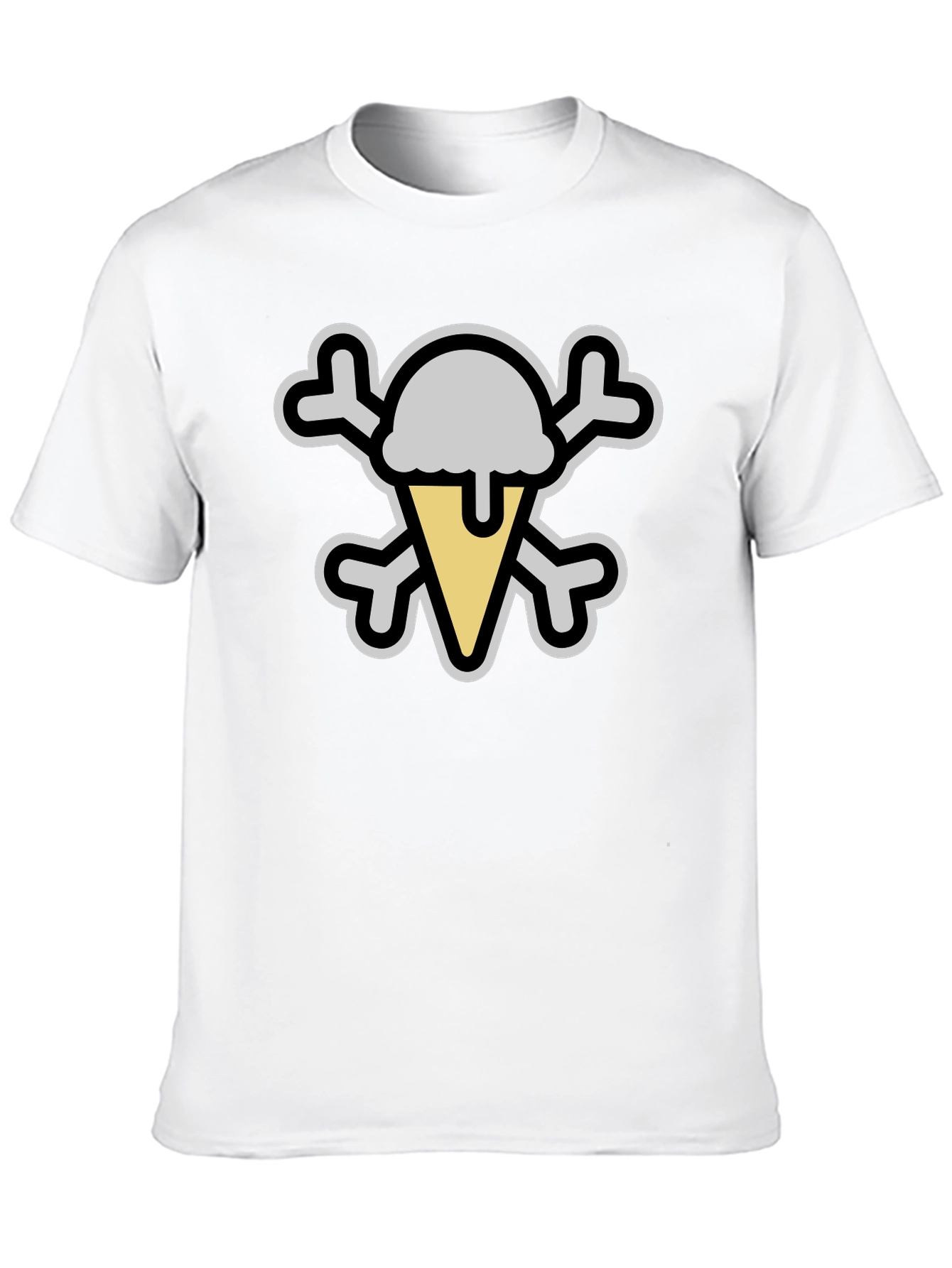 Ice Cream Skull Graphic Tee - Black Cotton T-Shirt